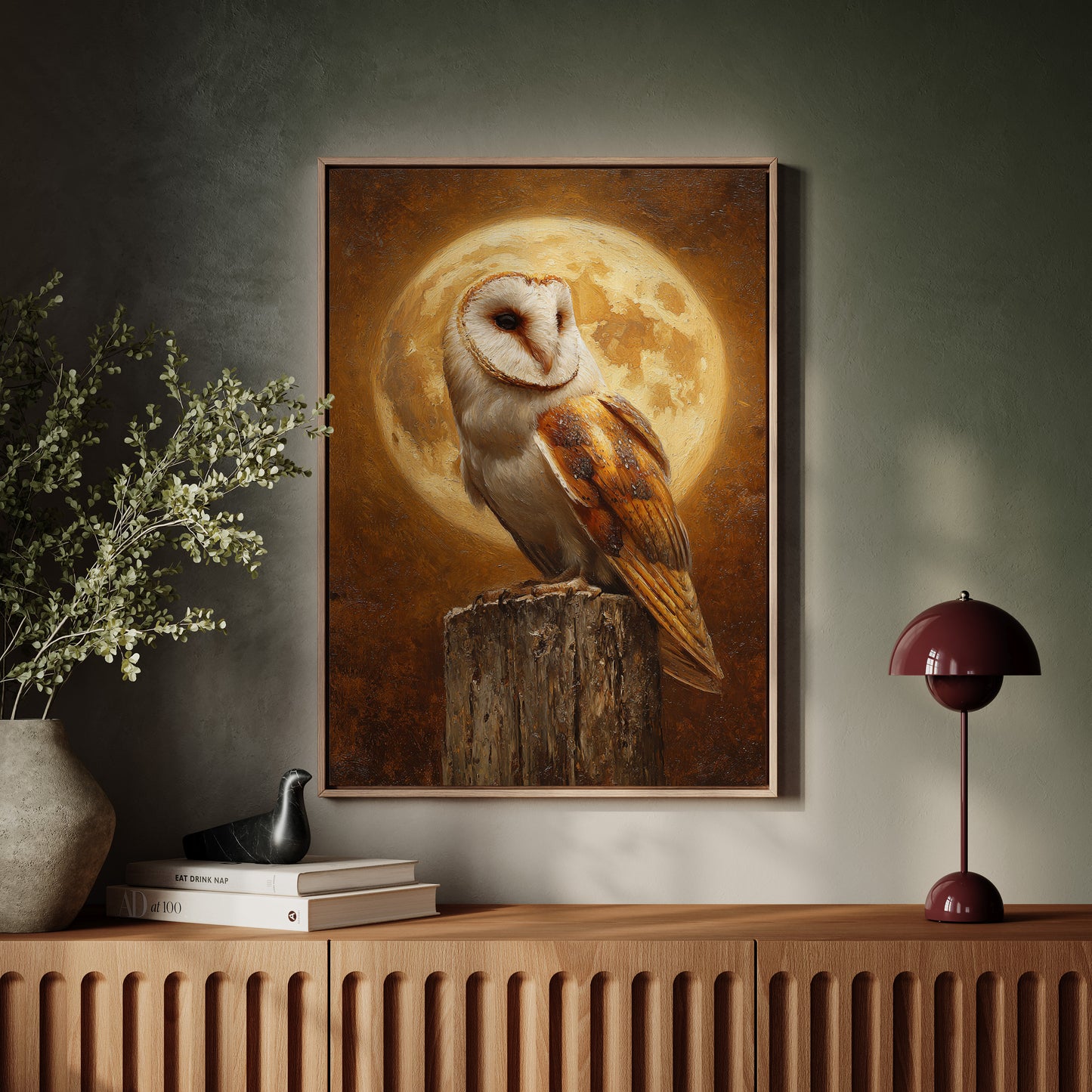 Barn Owl Beneath a Full Moon
