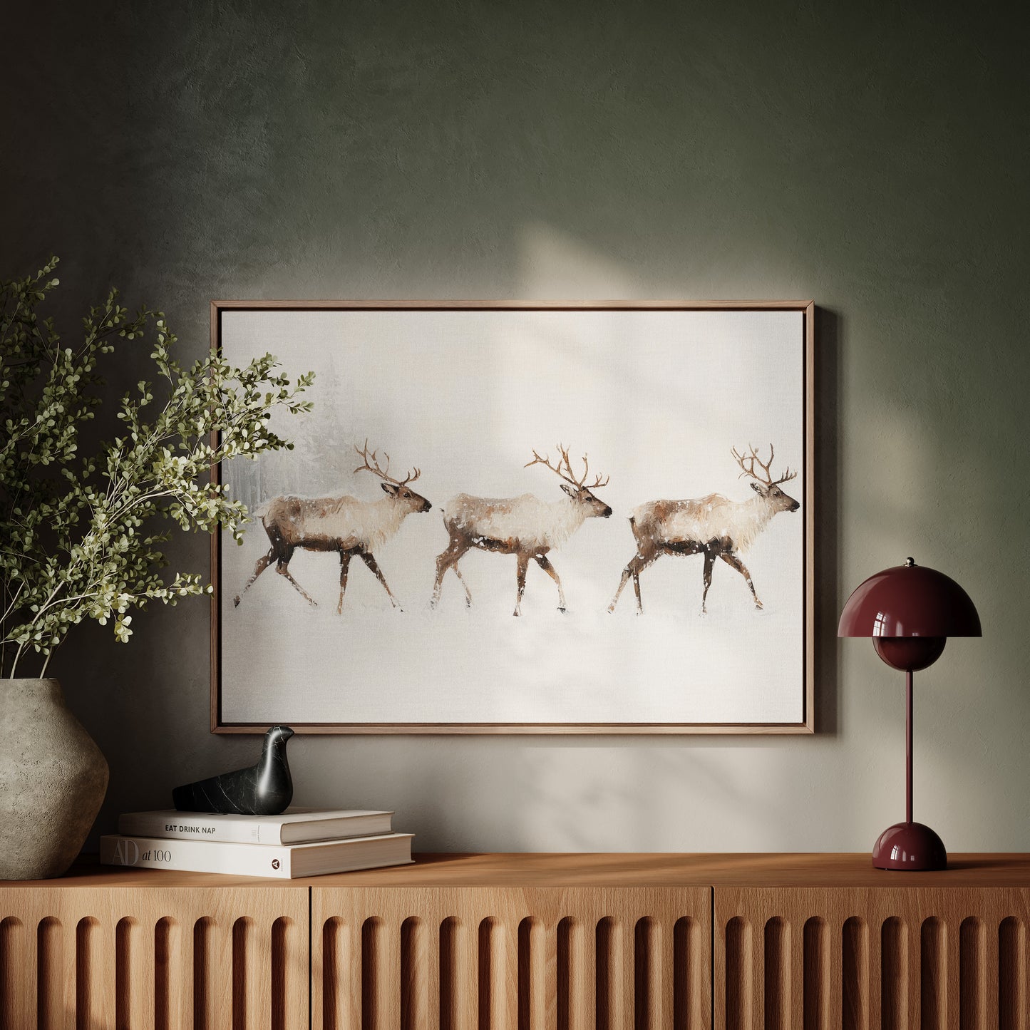 Winter Caribou Cross Misty Plains