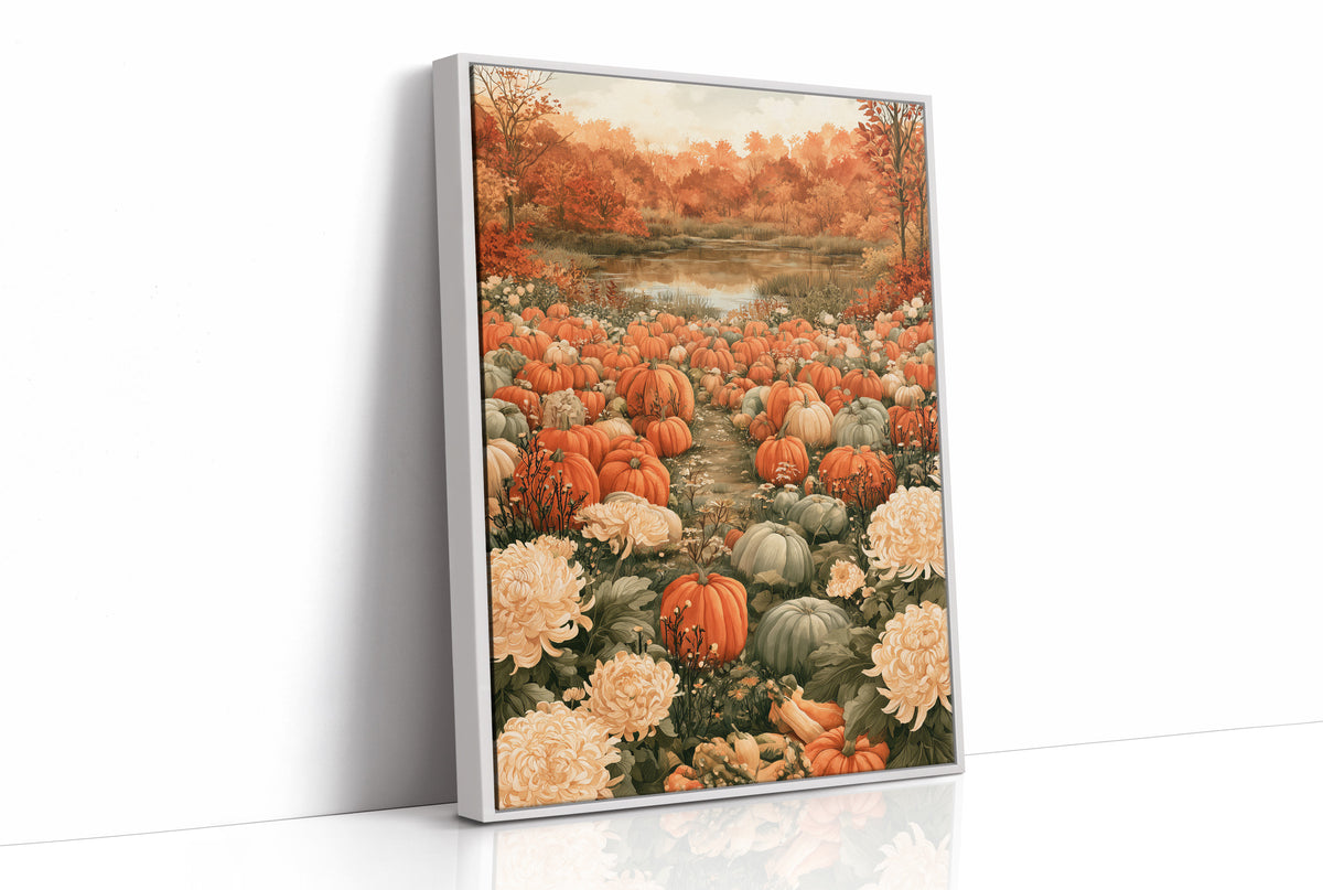 Mums The Word In The Pumpkin Patch, print in a white frame