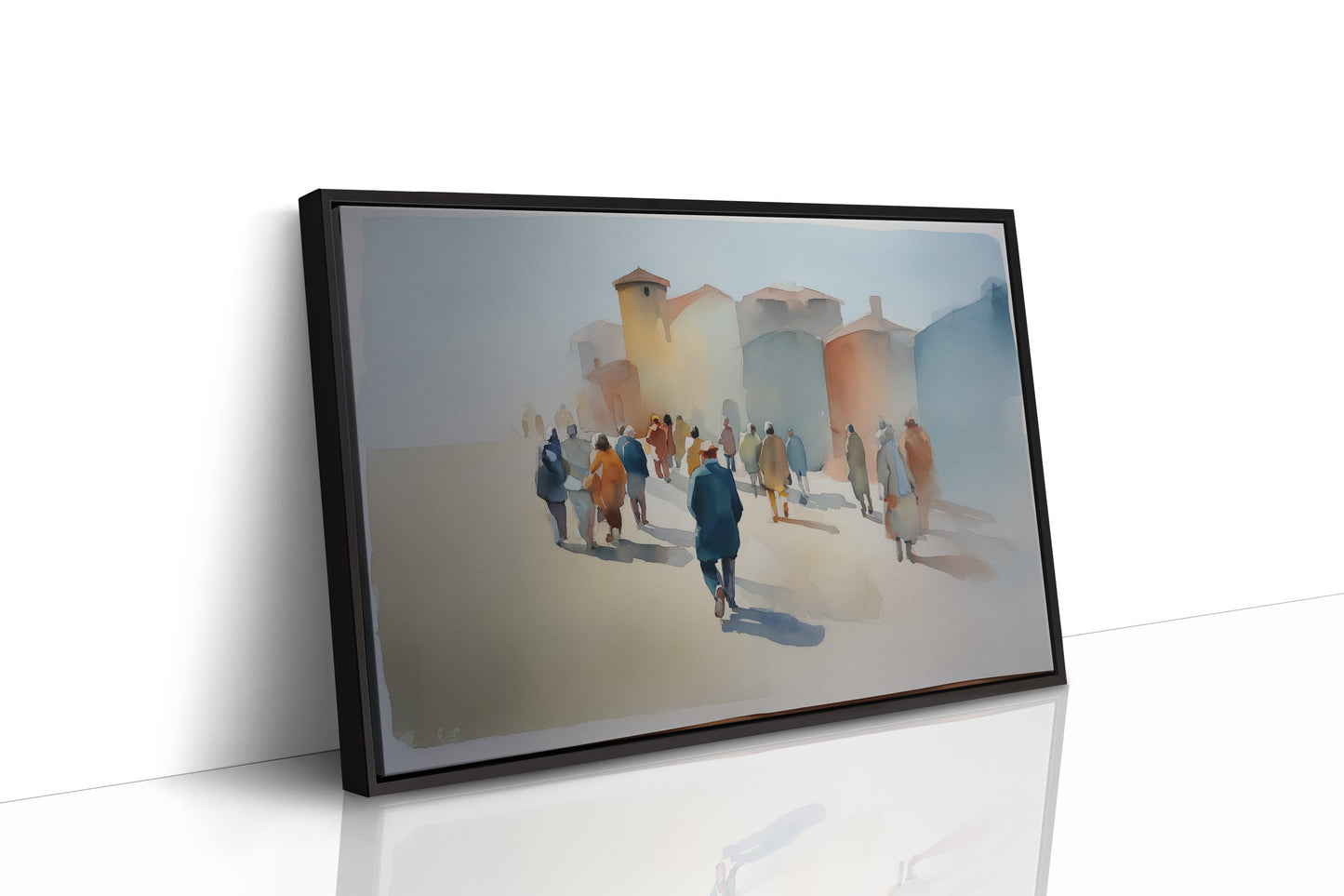 Mediterranean Promenade in Watercolor Haze