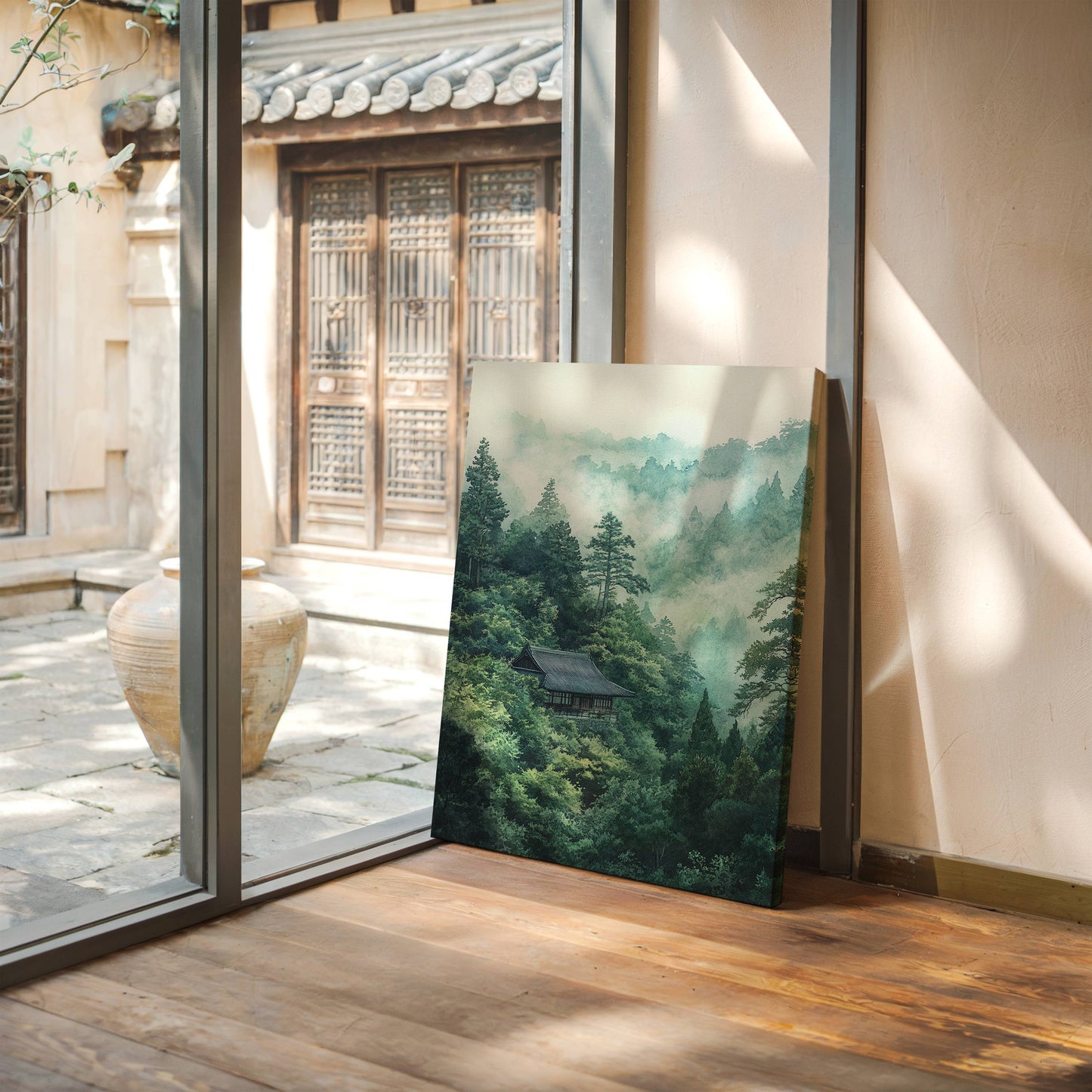 Mountain Temple Rests In Emerald Mist