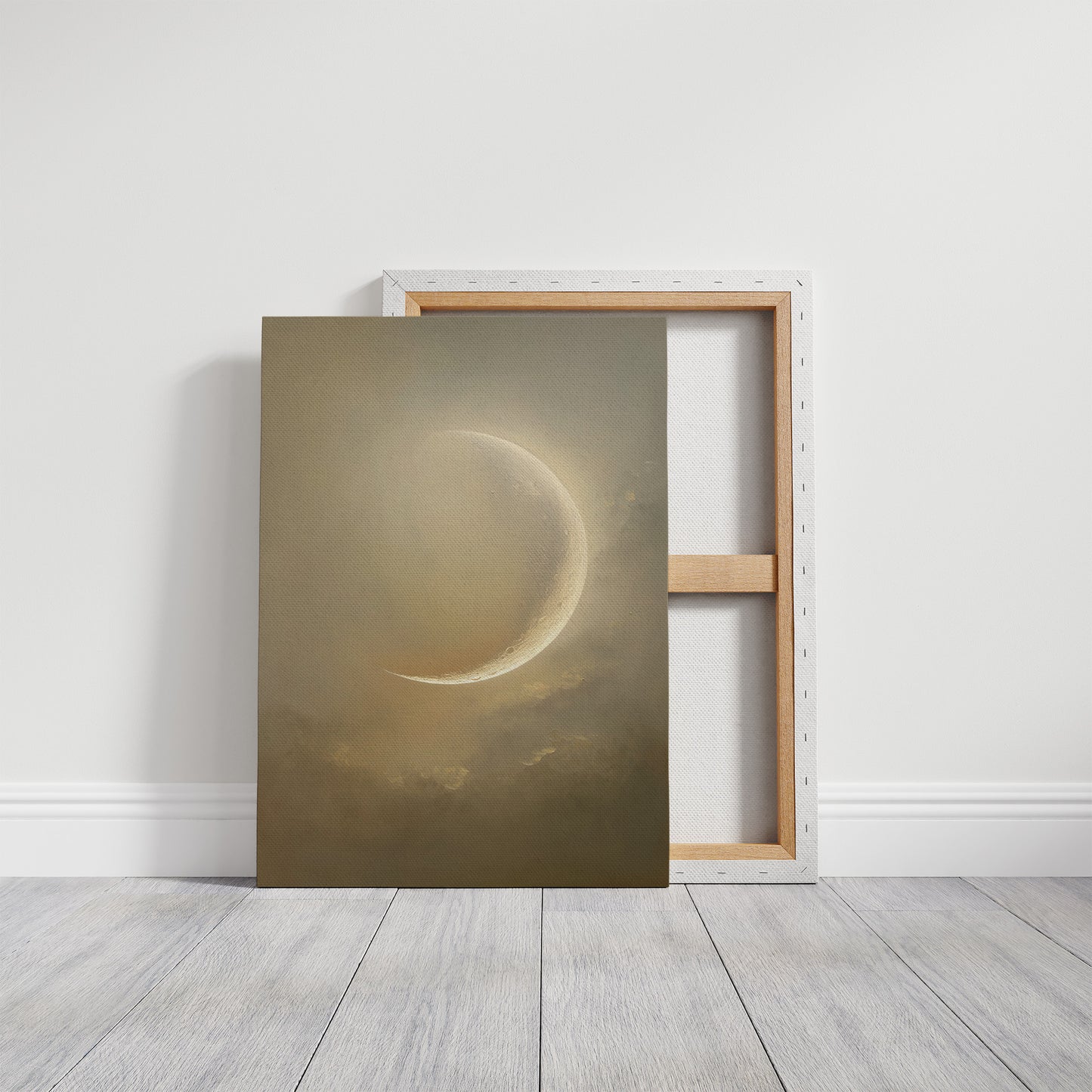 Crescent Moon Bathes In Golden Mist