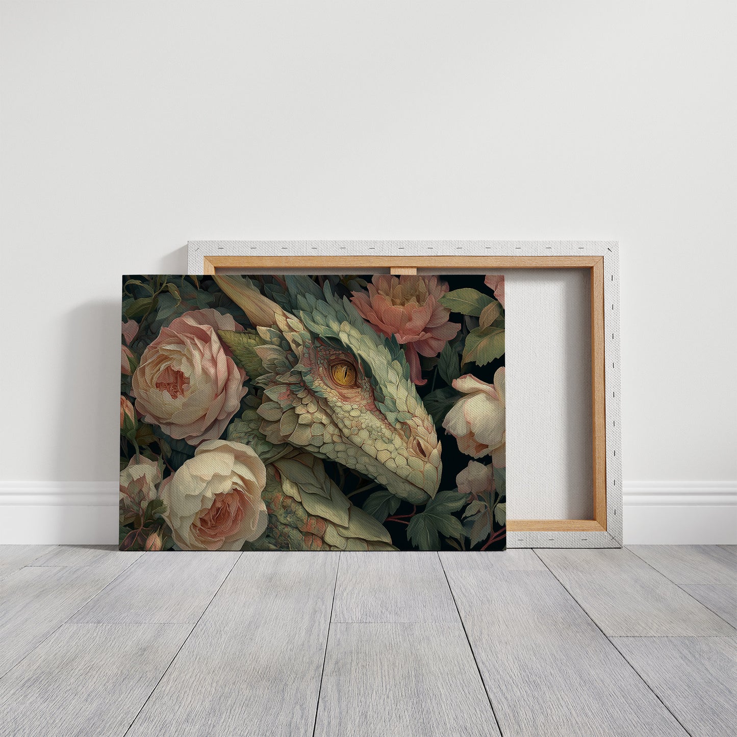 Dragon Among Soft Peonies