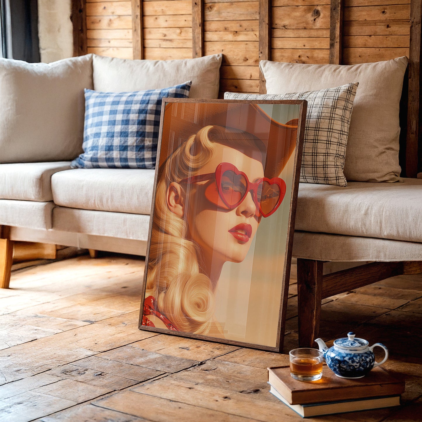 Sunset Hearts Frame Golden Hours