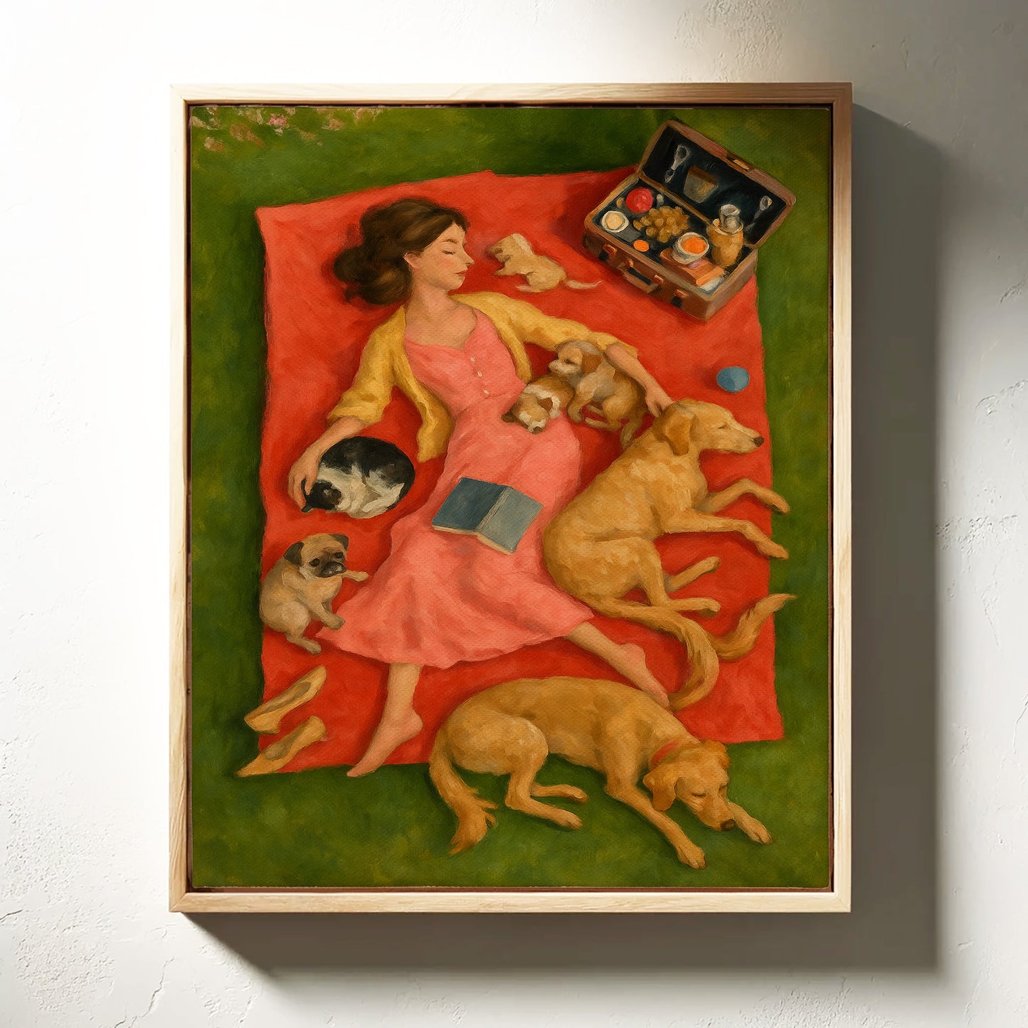 Picnic Nap with Dogs and a Book