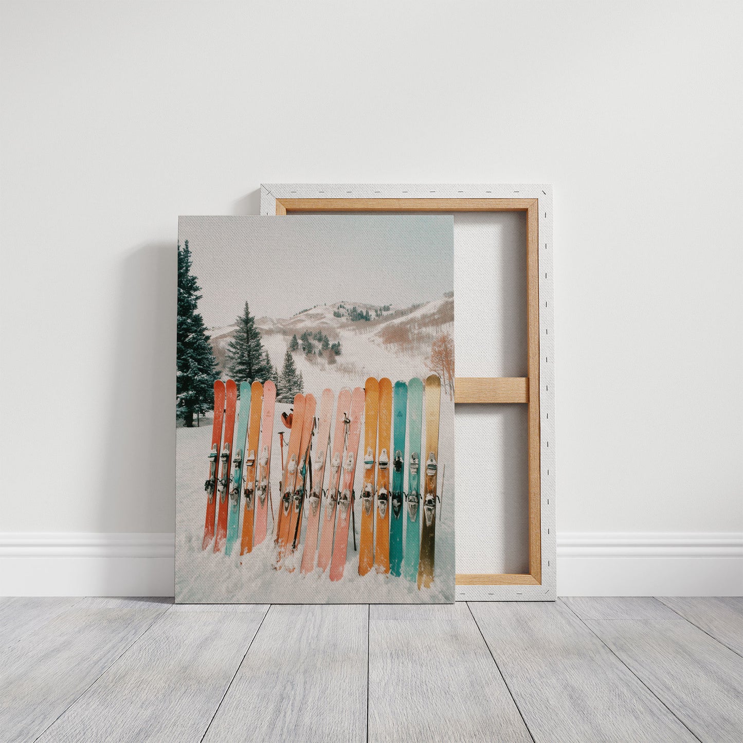 Pastel Skis Paint Winter Mountains