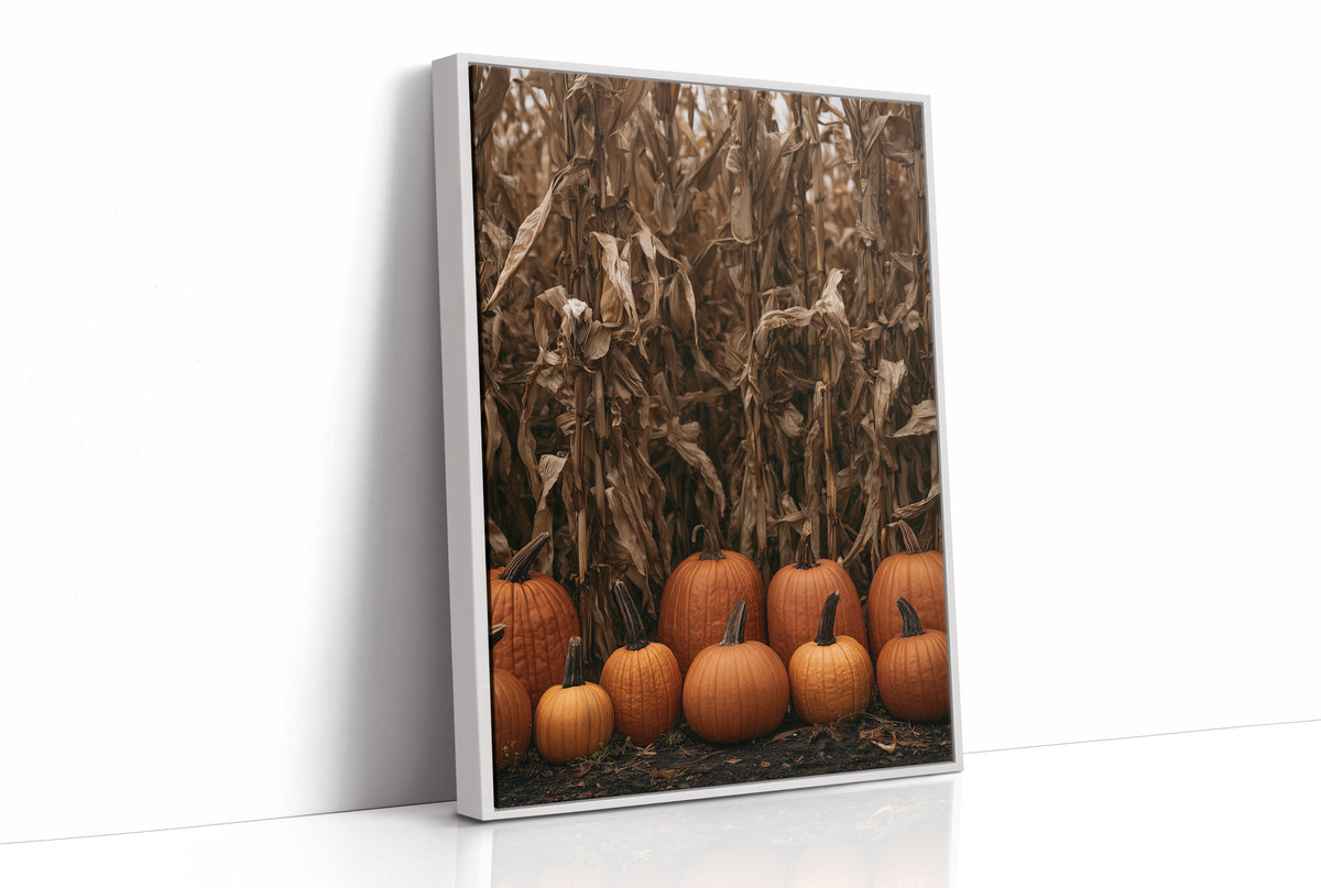 Lineup At The Corn Maze, print in a white frame