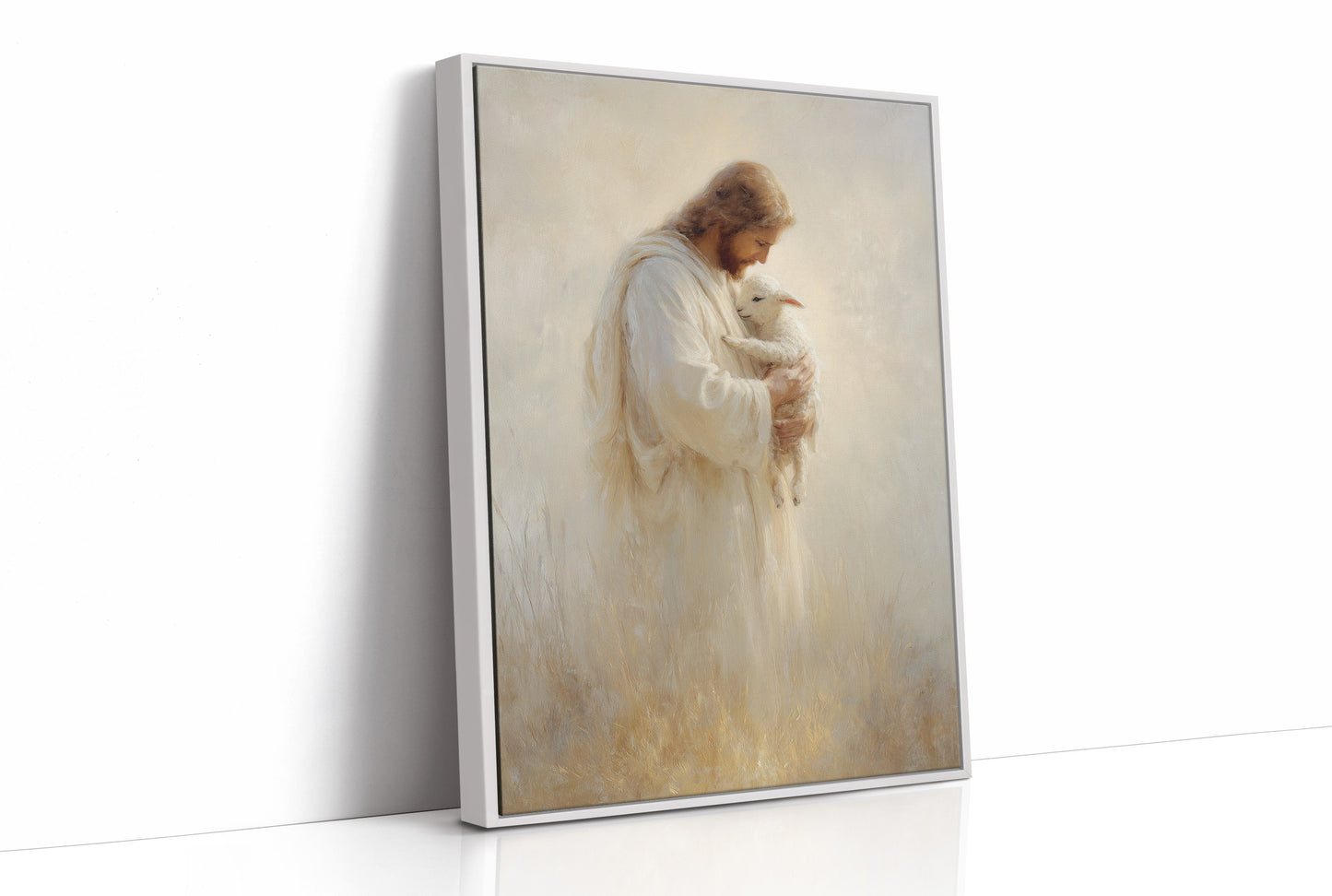 Tender Shepherd Holds Lost Lamb