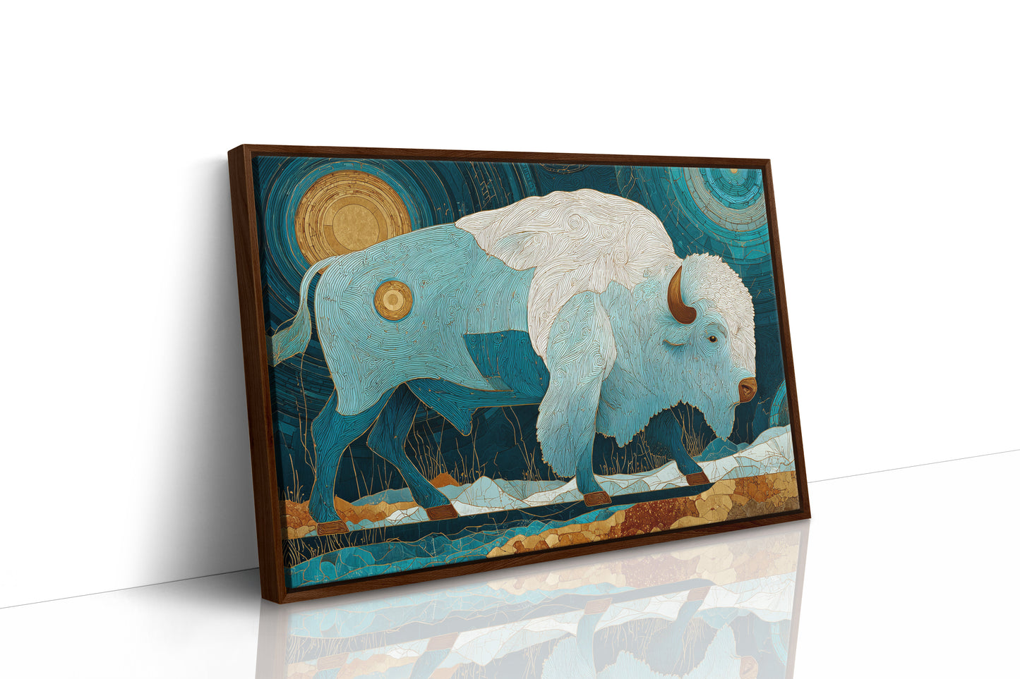 Sacred Bison Under Celestial Moons