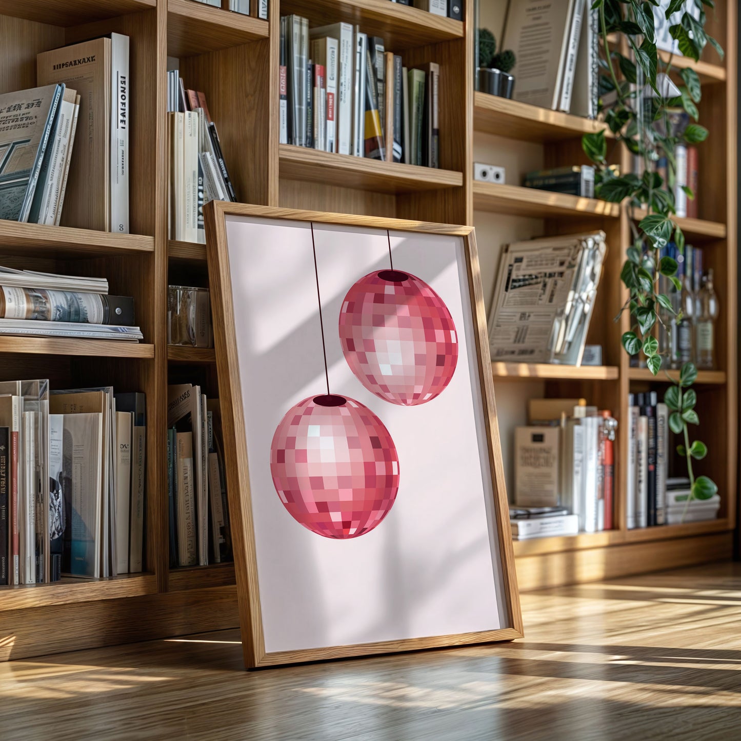 Rose Disco Spheres Catch Morning Light
