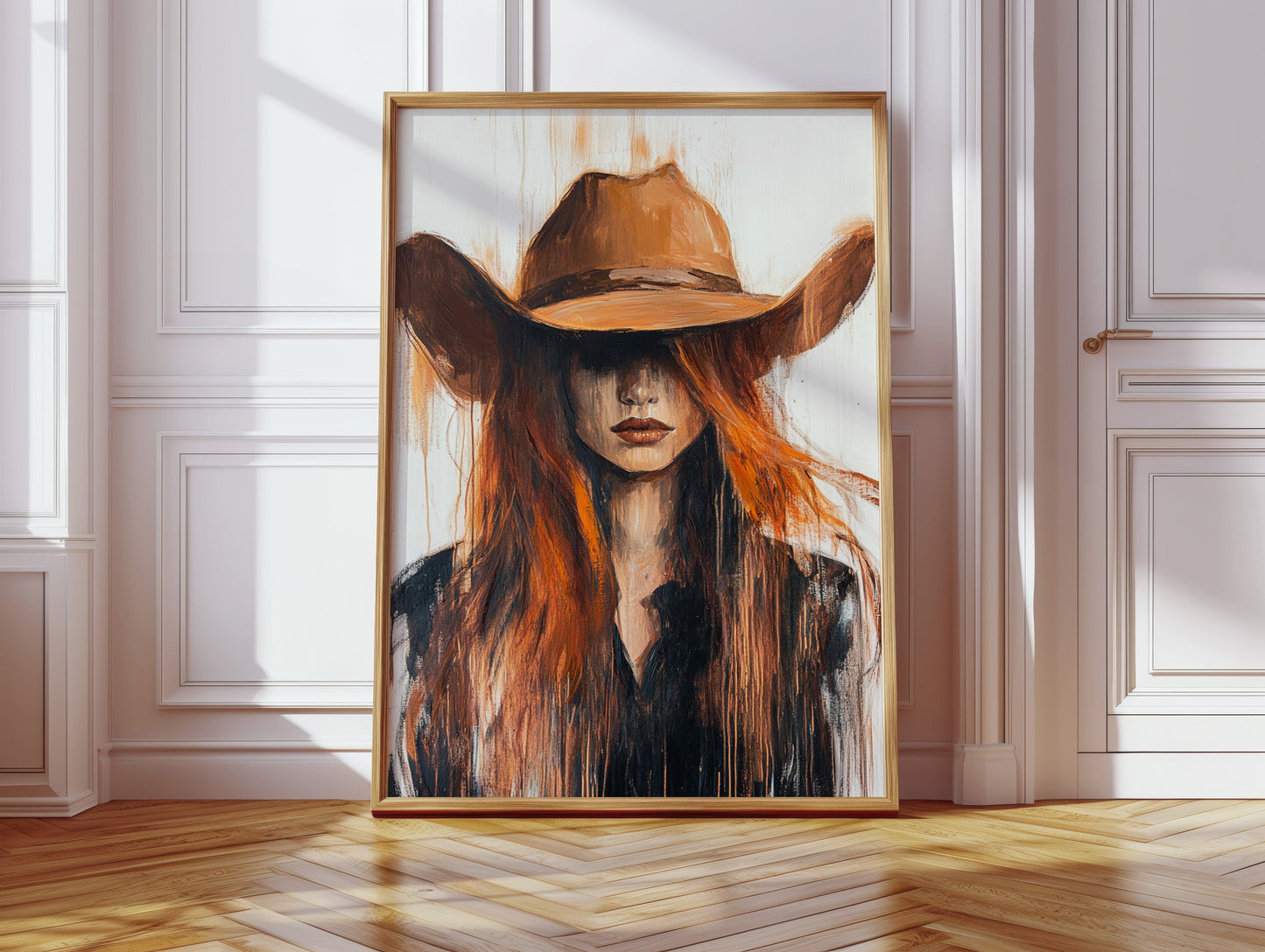Western Flame – Bold Redhead Cowgirl Art