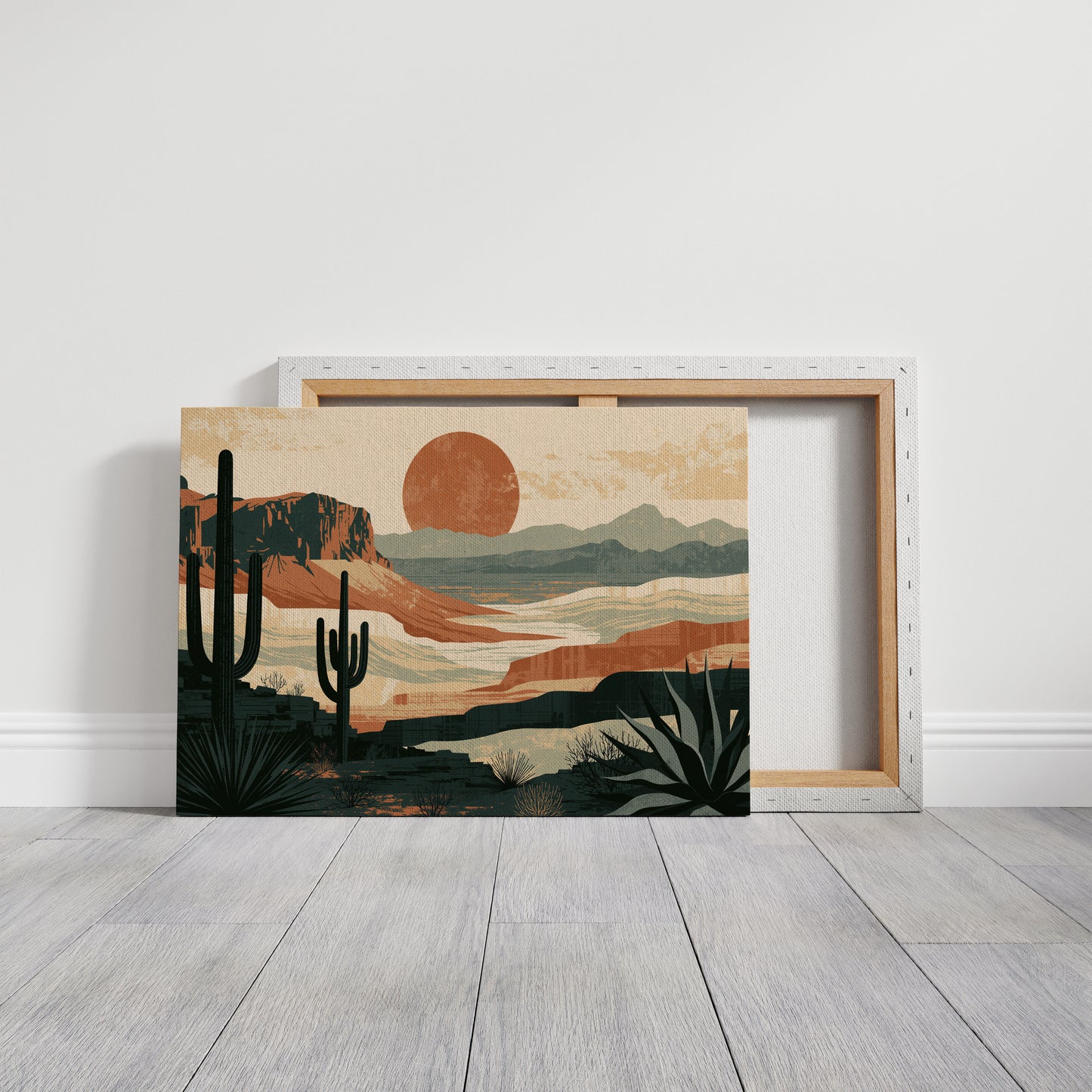 Retro Sun Over Saguaro Country
