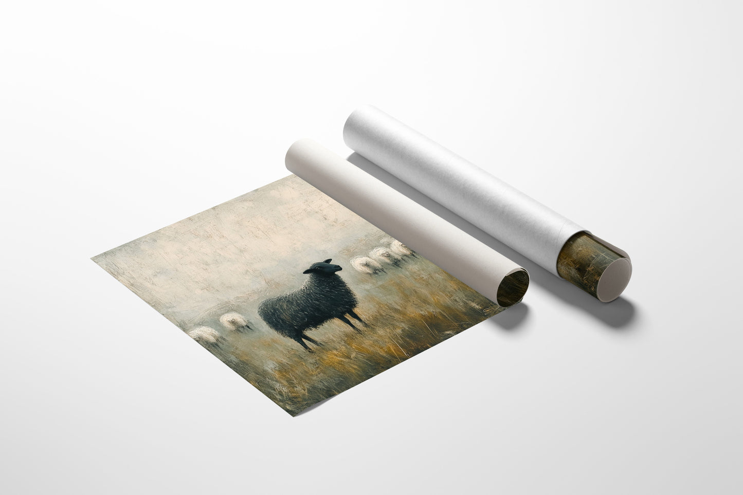 The Black Sheep: Minimalist Pastoral Canvas Wall Art