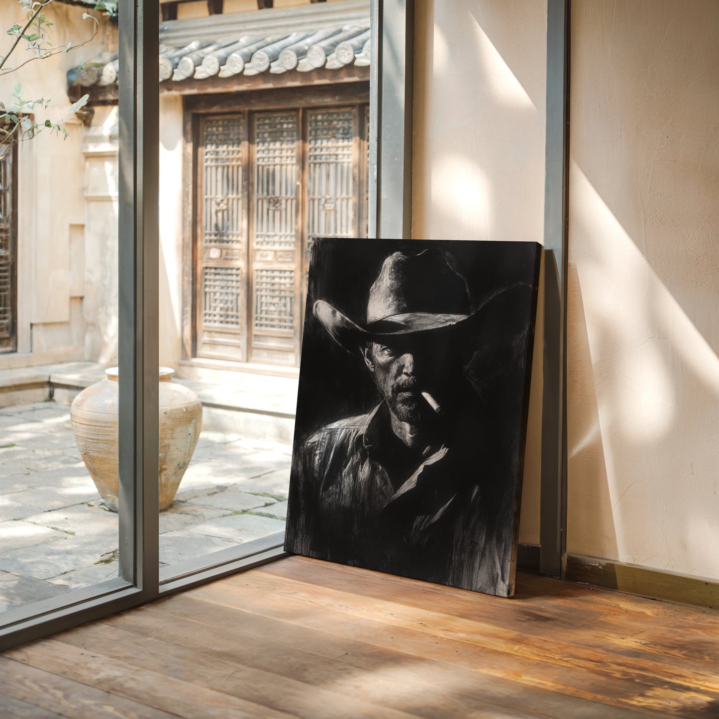 Midnight Cowboy in Charcoal Shadows