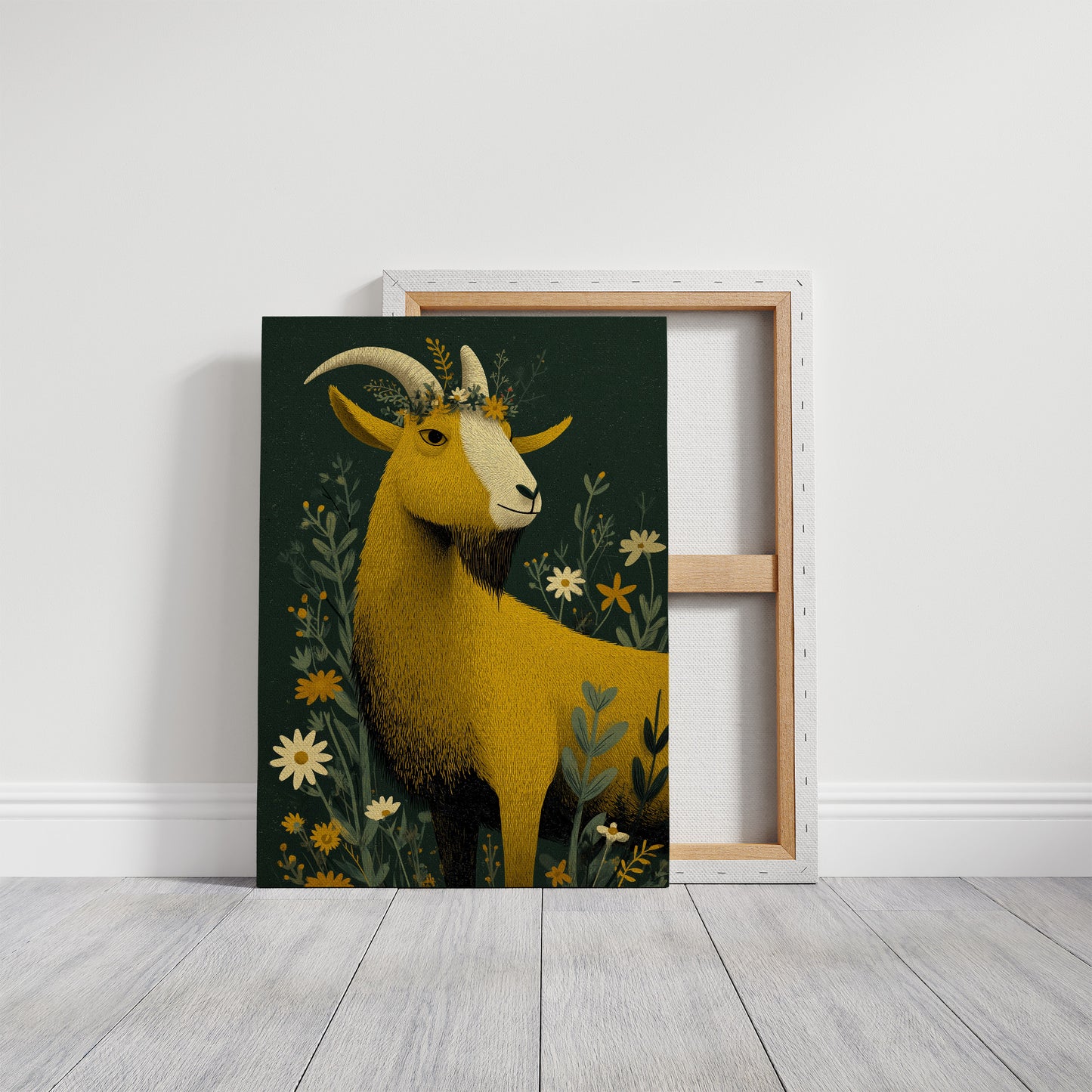 Goat Crowned in Wildflowers