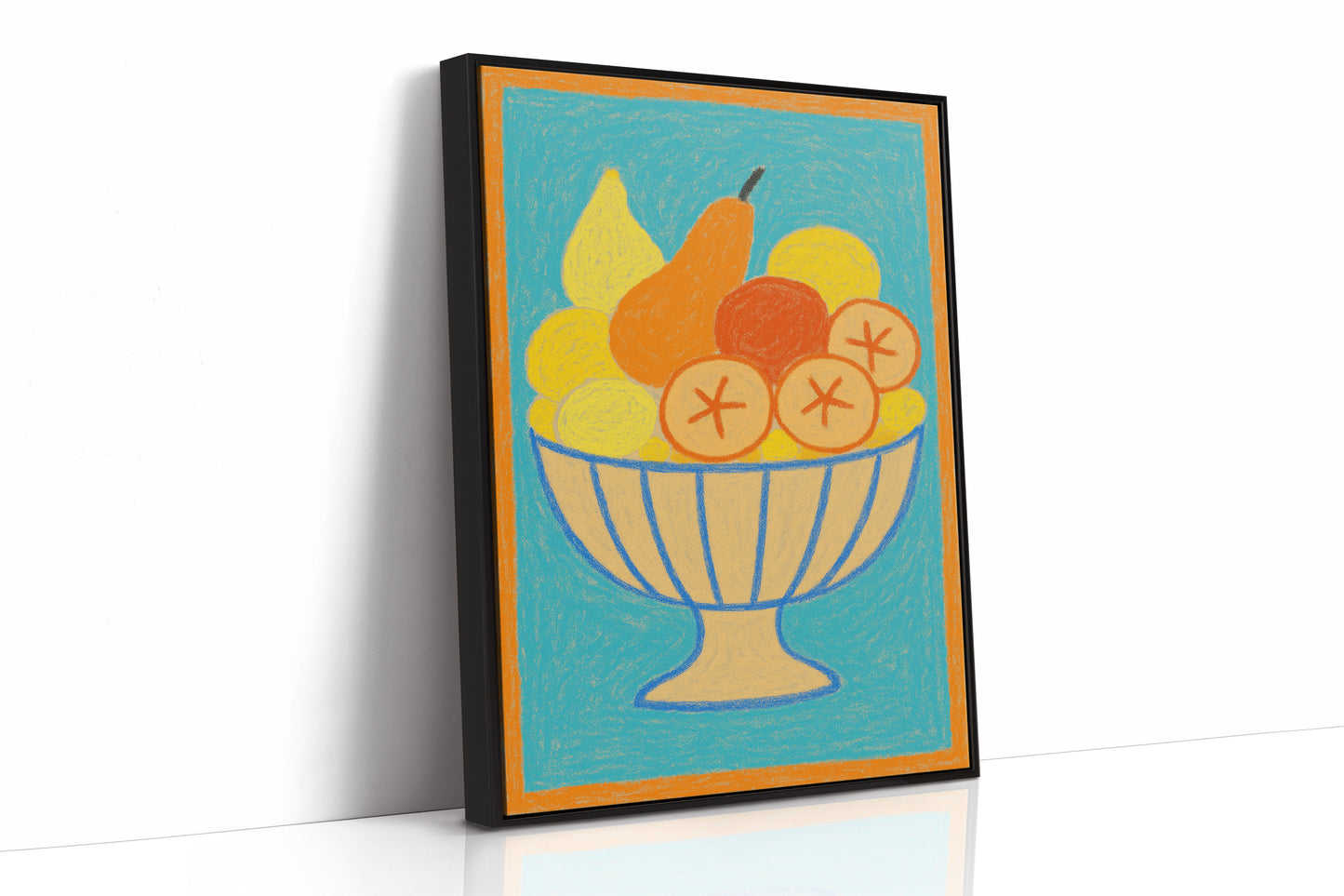 Sunny Fruit Bowl on Blue
