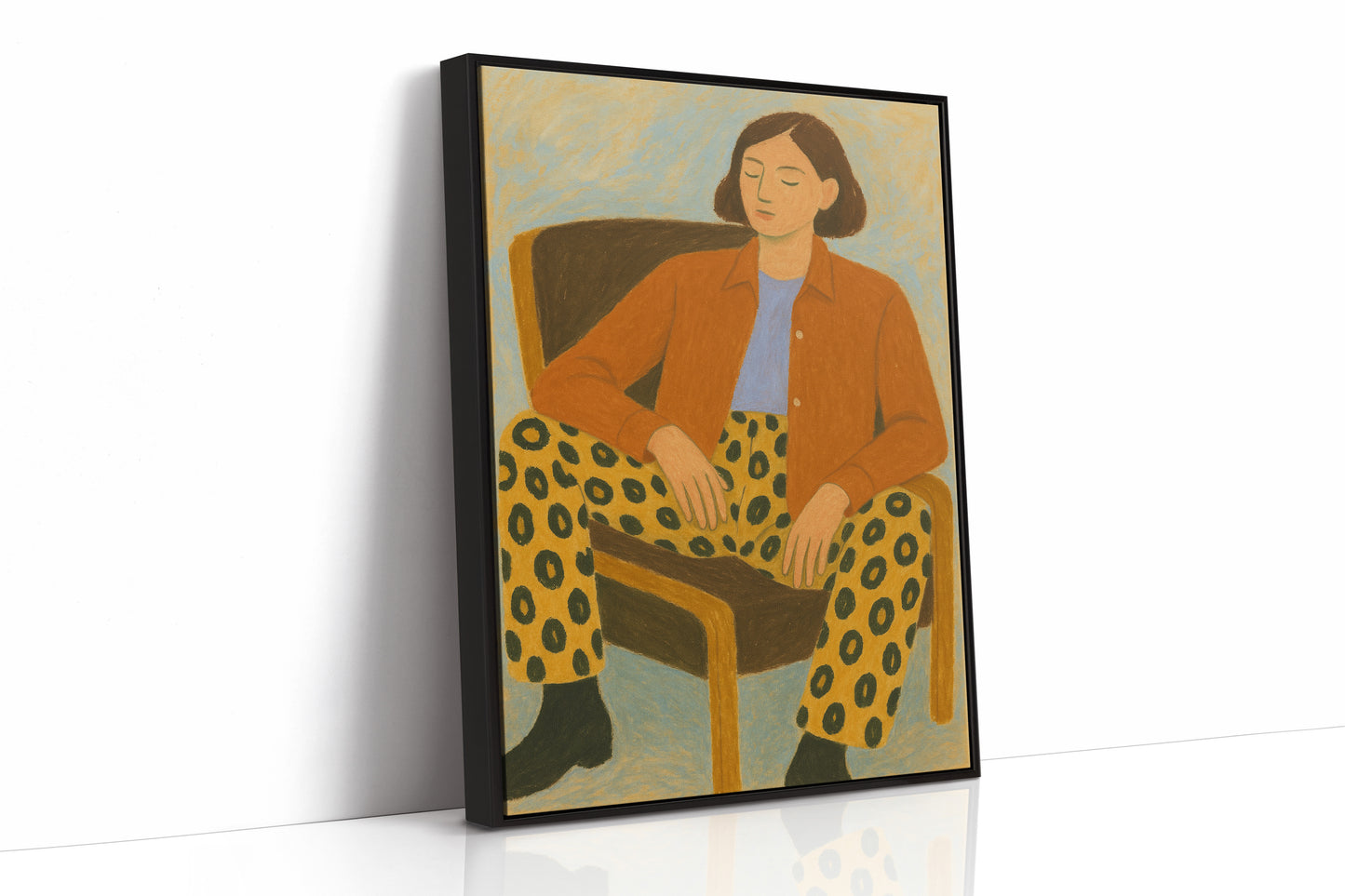 Still Moment in Patterned Pants