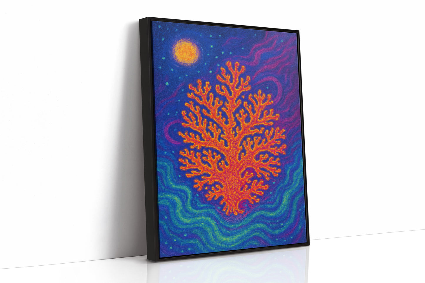 Cosmic Coral Under Moonlight