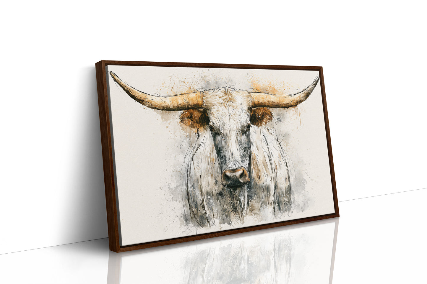 Longhorn in Ink and Wash