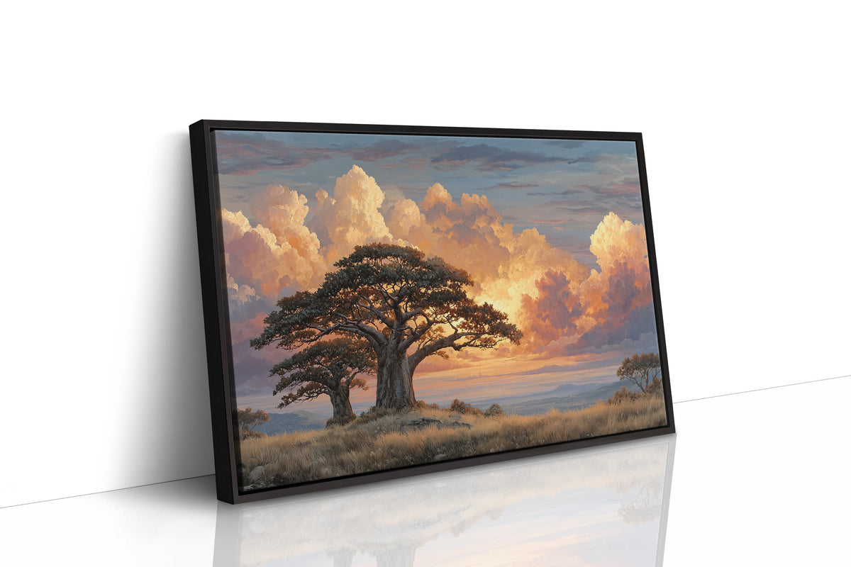 Two Baobabs, One Shared Sunset