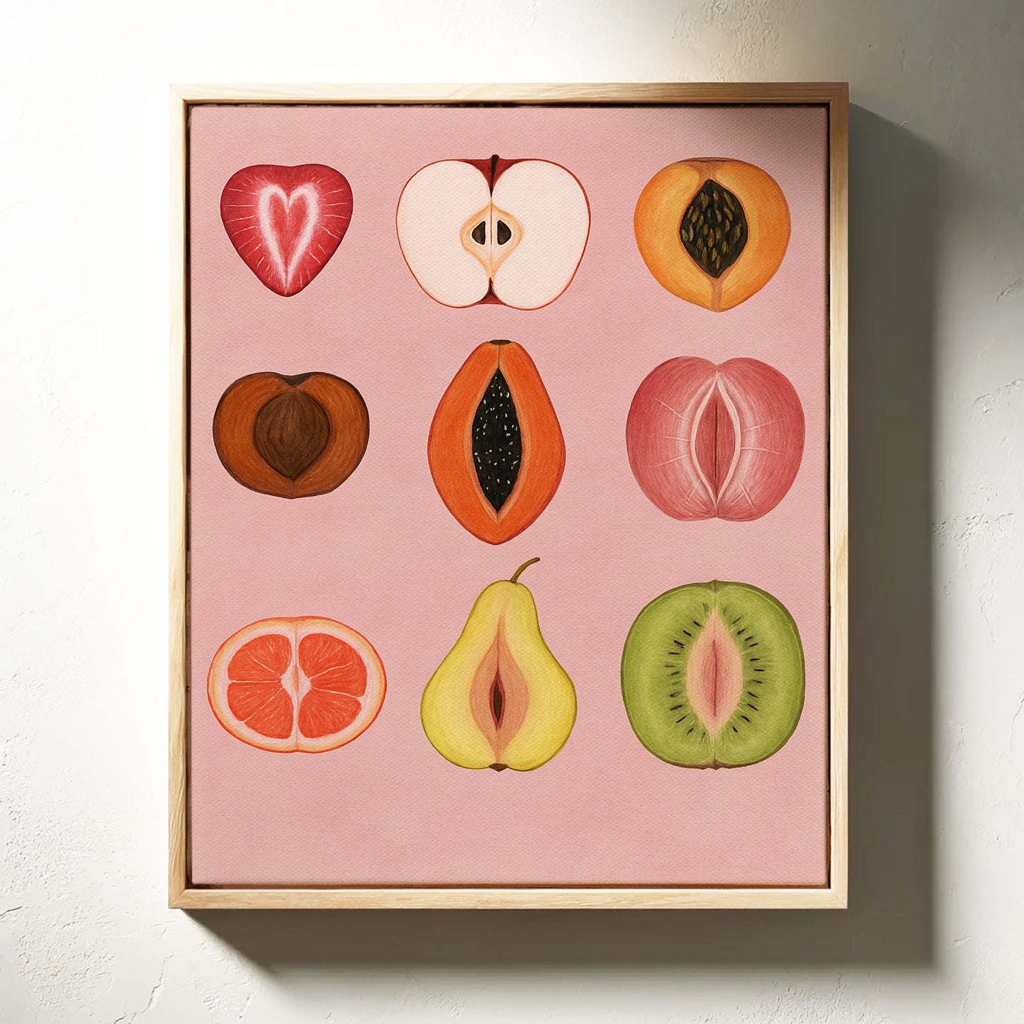 Fruits of Love – Feminine Fruit Print on Pink