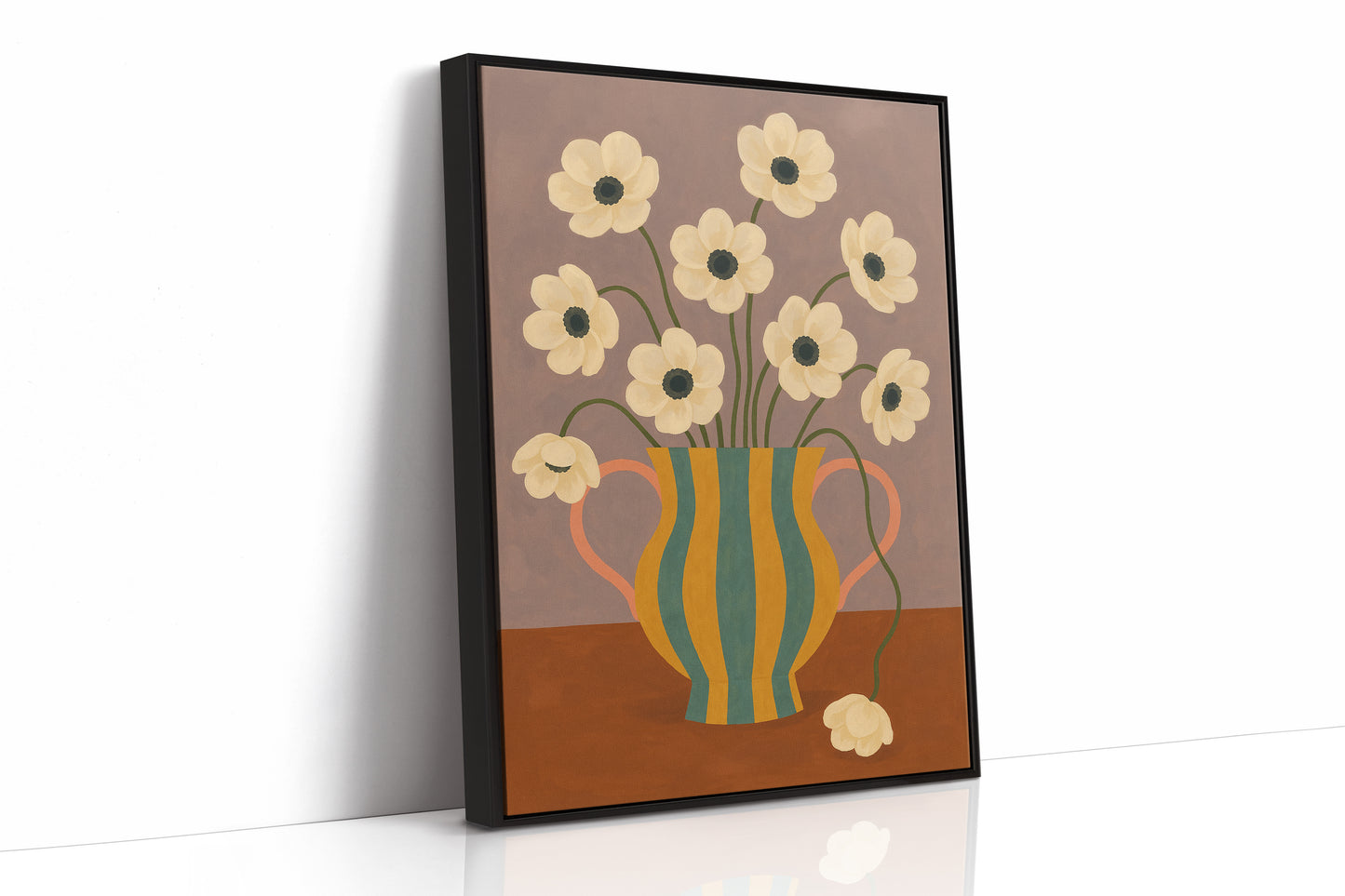 Falling Bloom in a Striped Vase