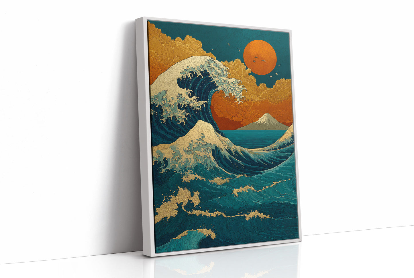 Teal Waves Chase Golden Horizons