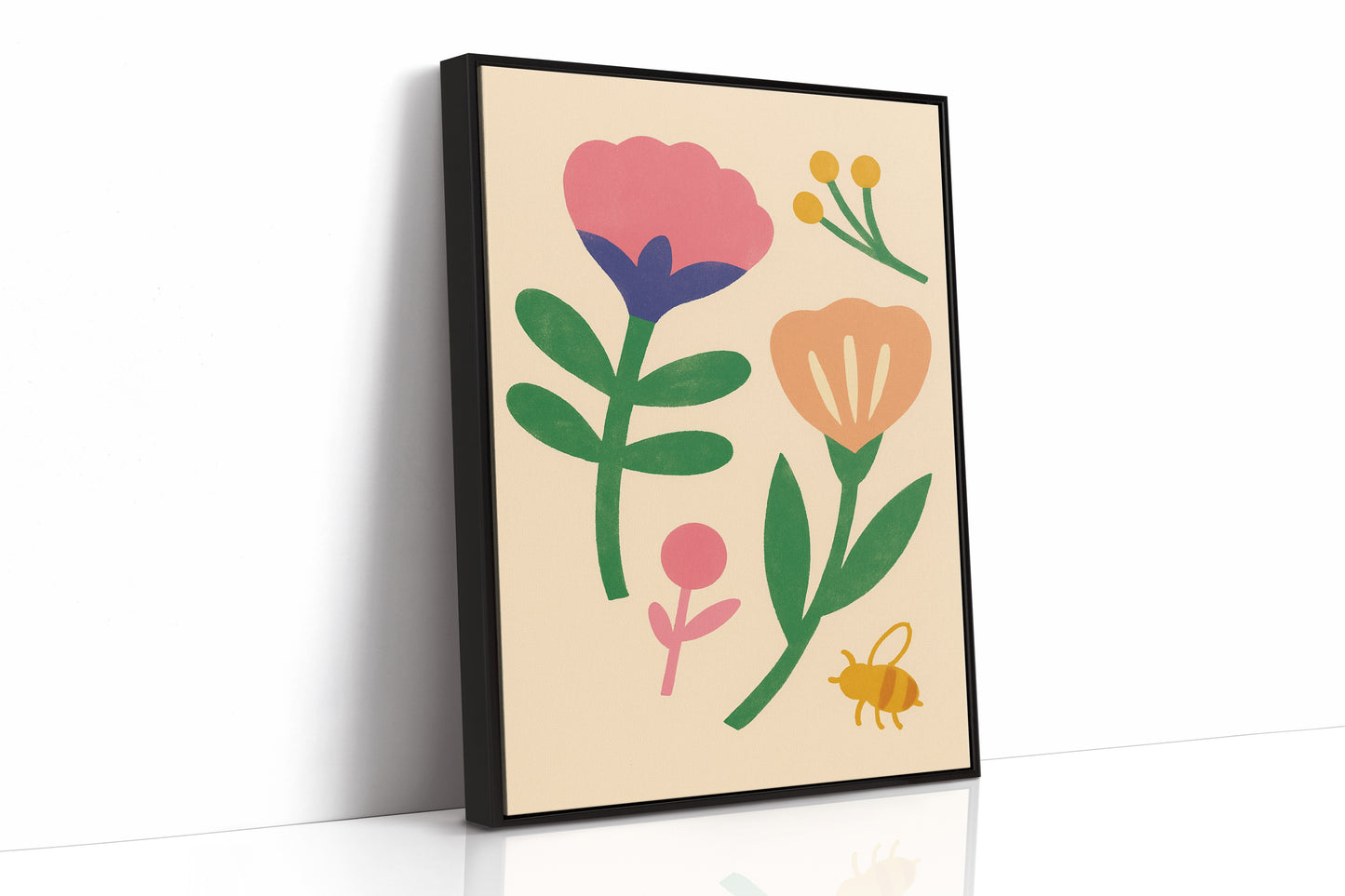 Bumblebee and Blossoms on Cream