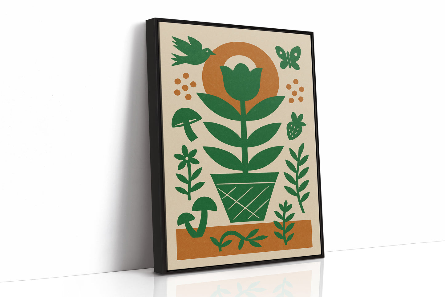 Folk Garden with Bird and Butterfly