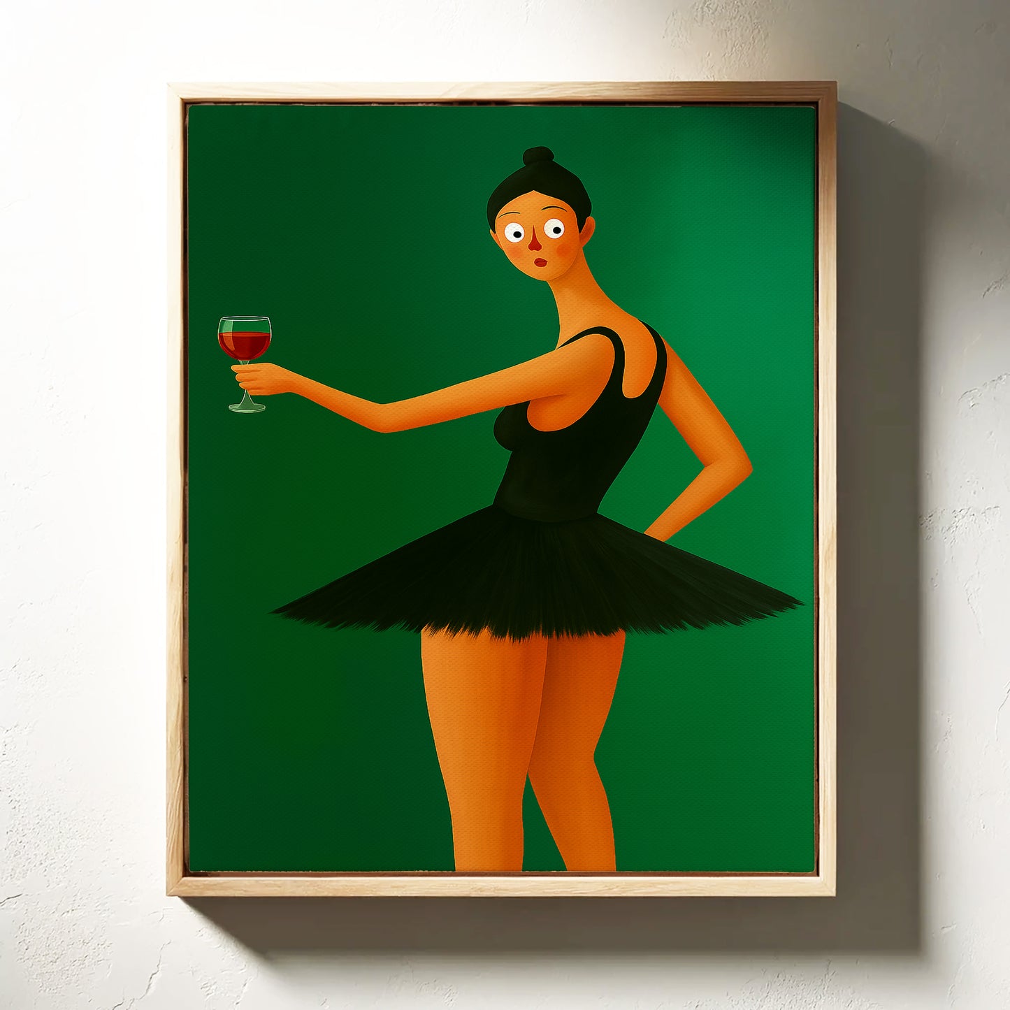Surprised Ballerina with Wine Glass