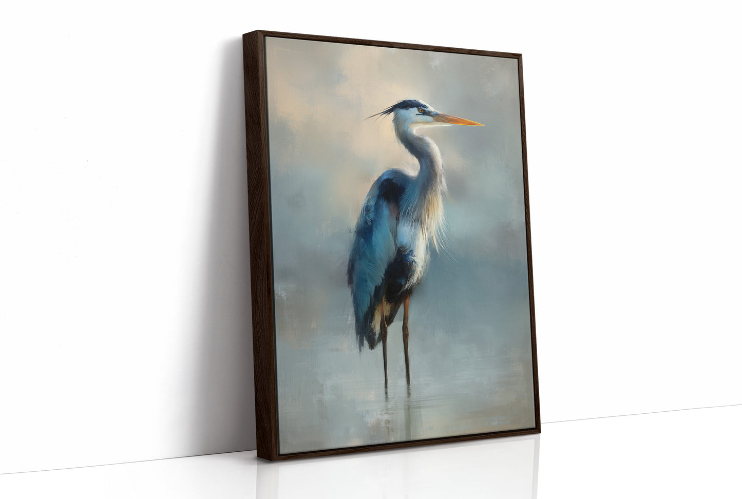 Heron Waits In Misty Blue