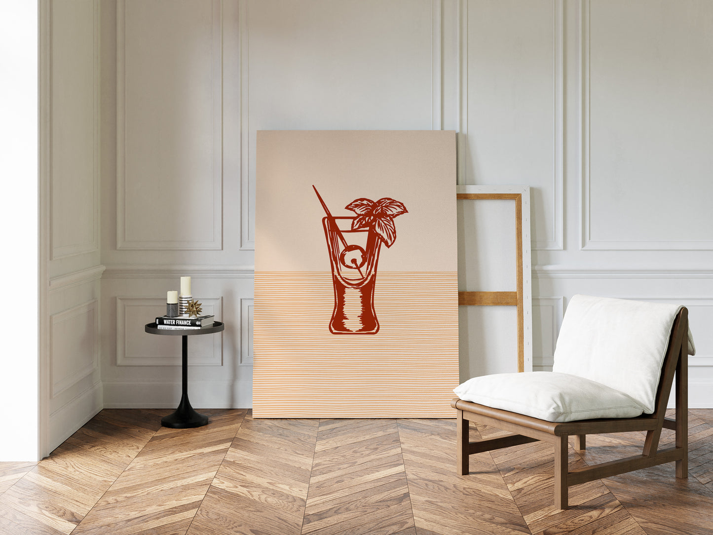 Mint Leaves Float Above Sunset Lines