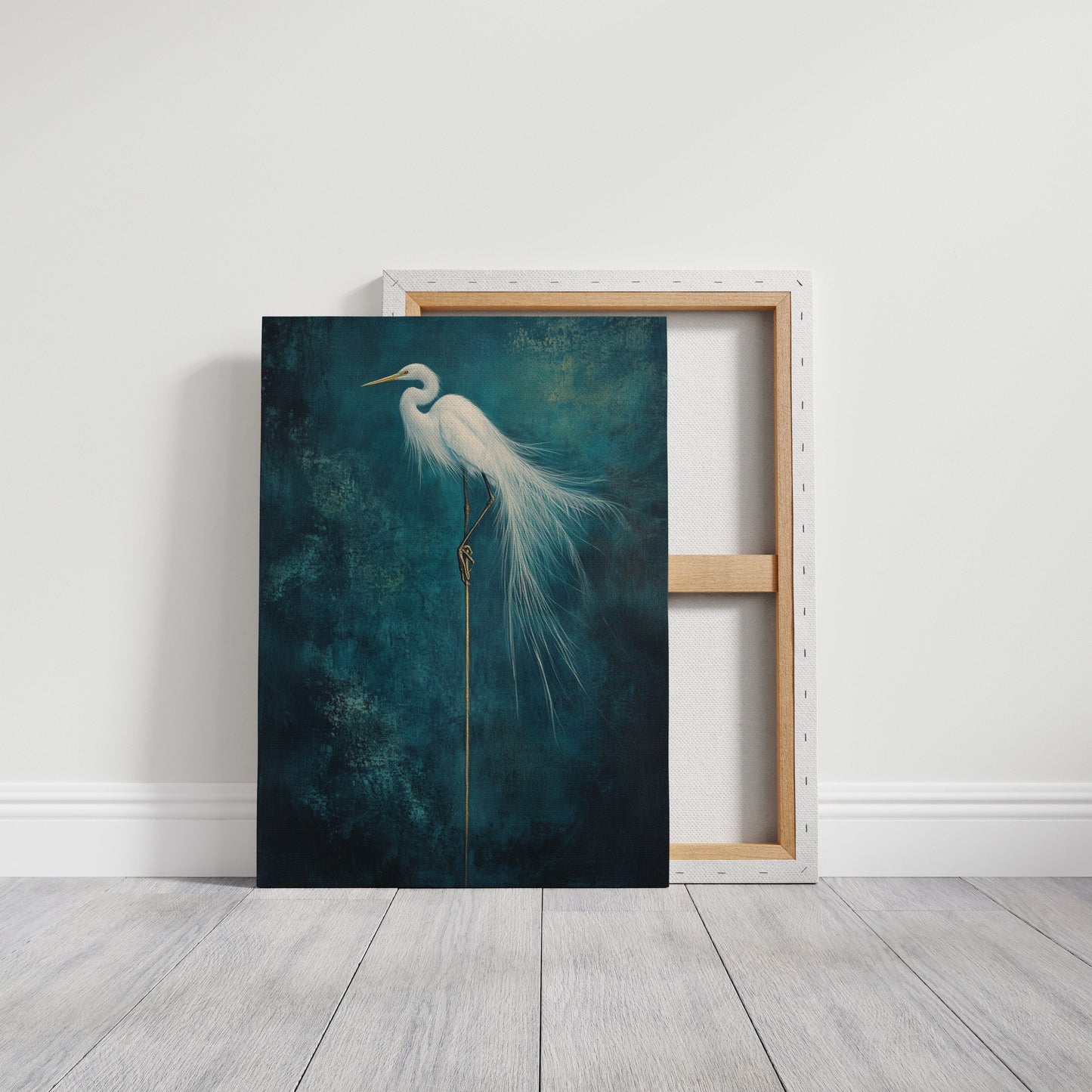 White Egret Wall Art – Elegant Minimalist Bird Print, Coastal Decor