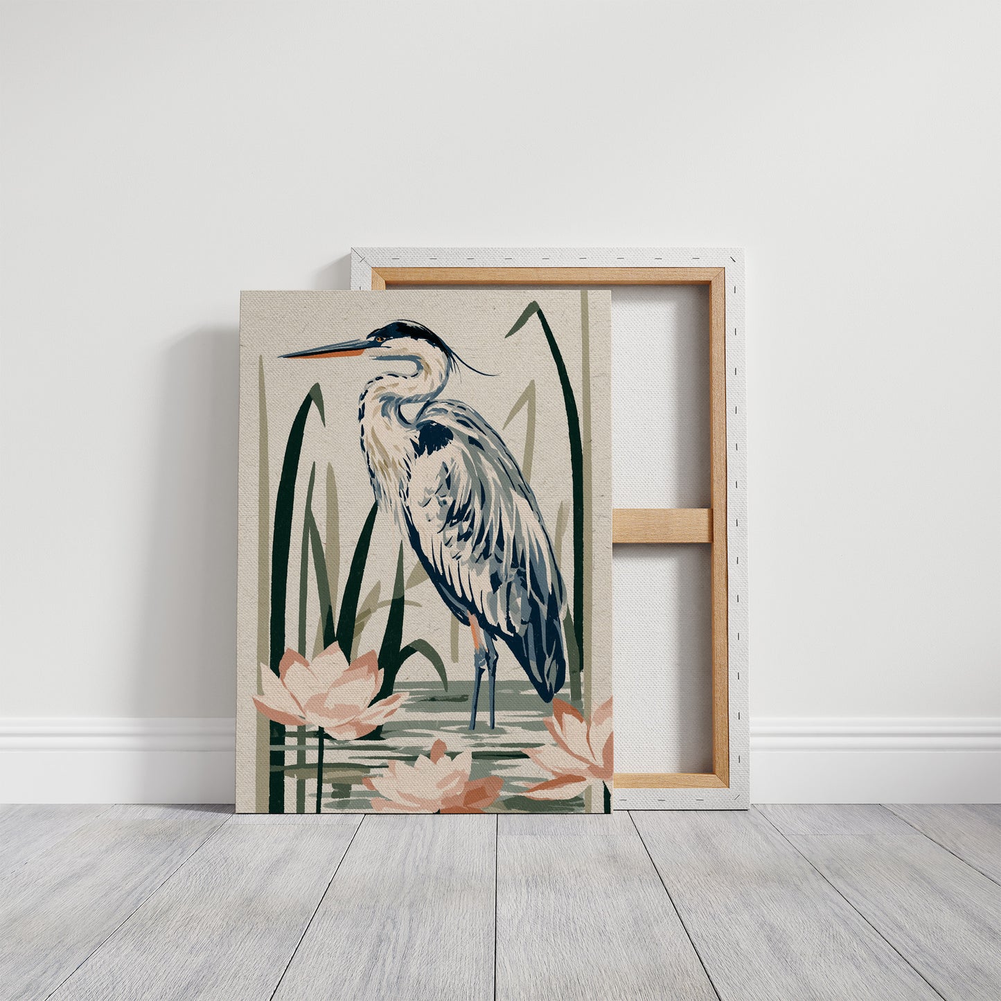 Blue Heron Among Lotus