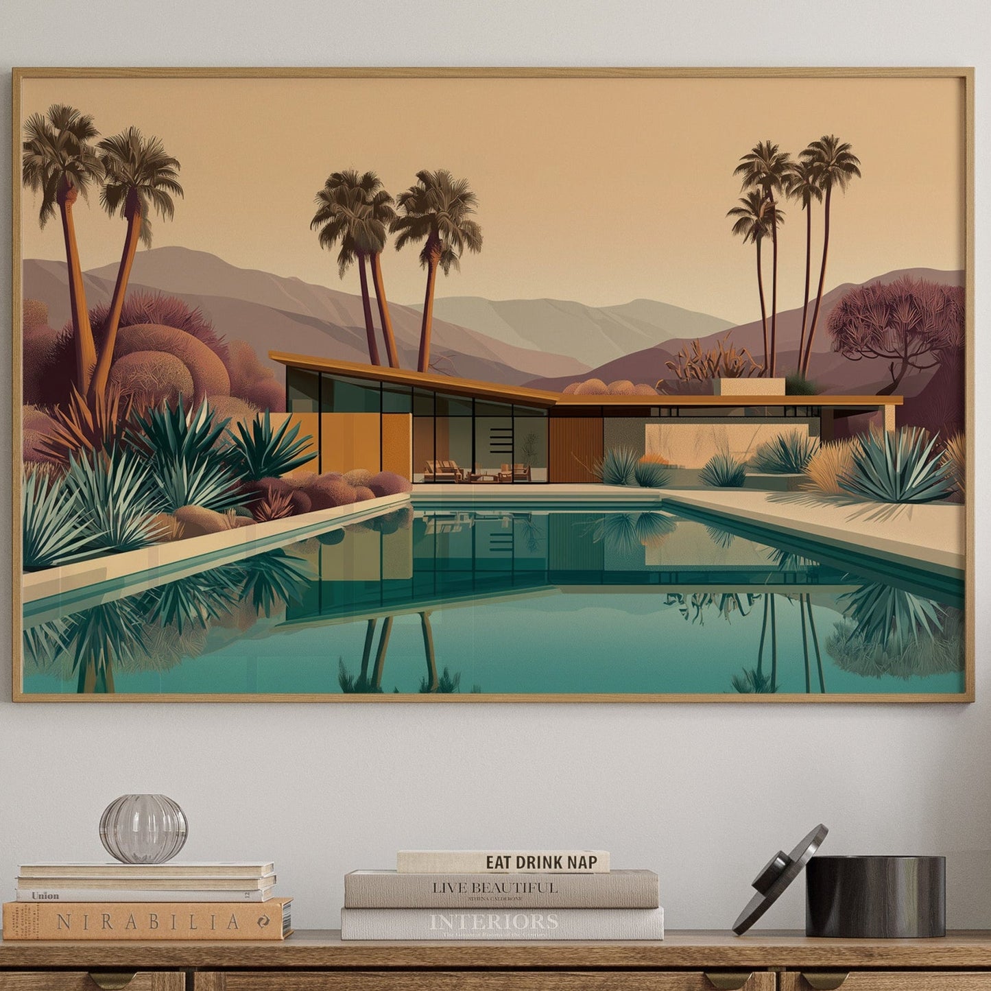 Desert Palms Mirror Modern Serenity
