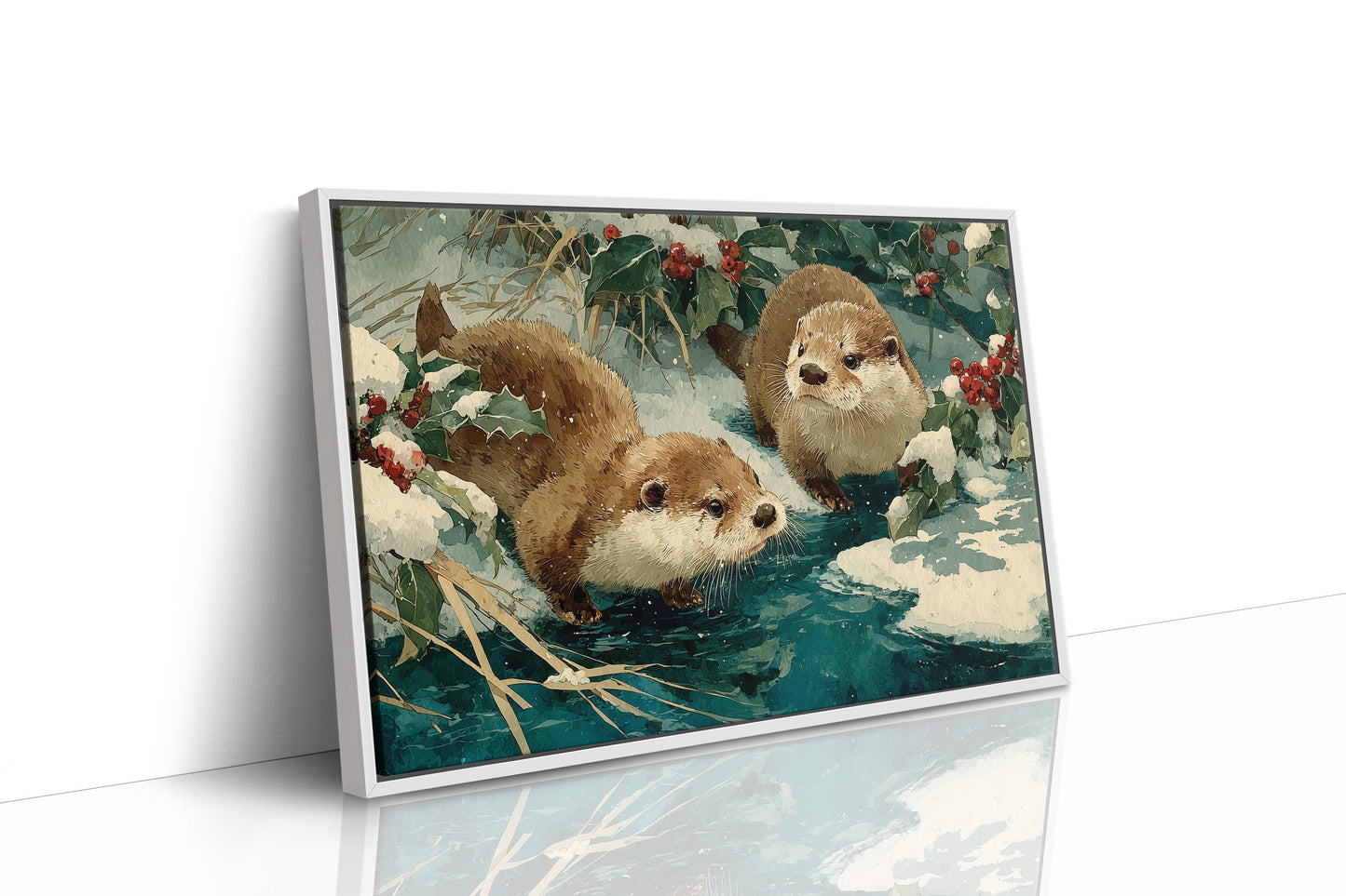 Two Otters, One Winter Stream