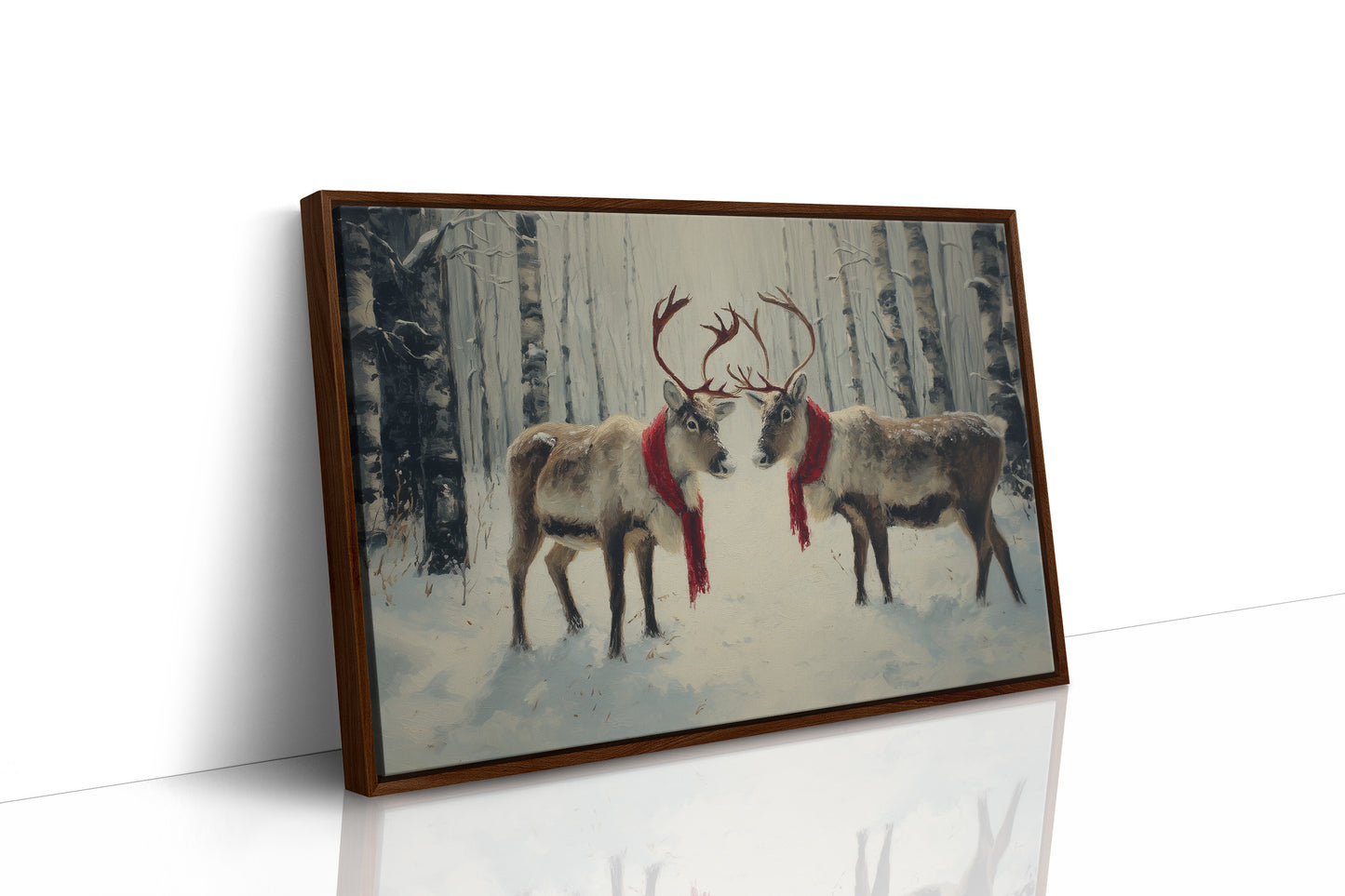 Winter Reindeer Share Crimson Scarves