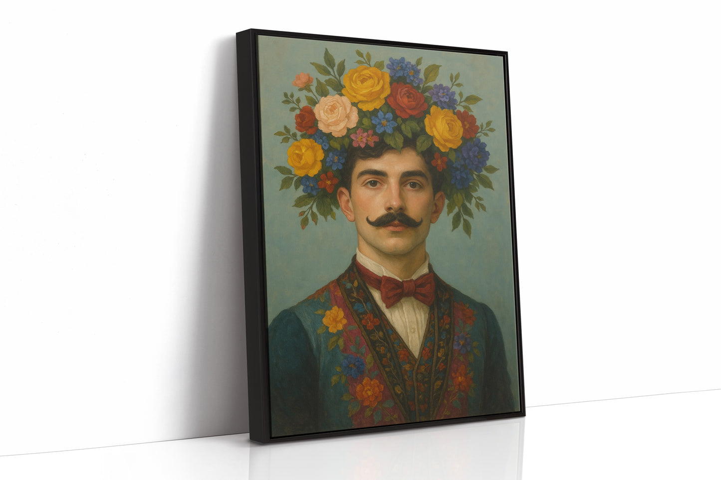 Floral Nobleman in Crimson Bowtie