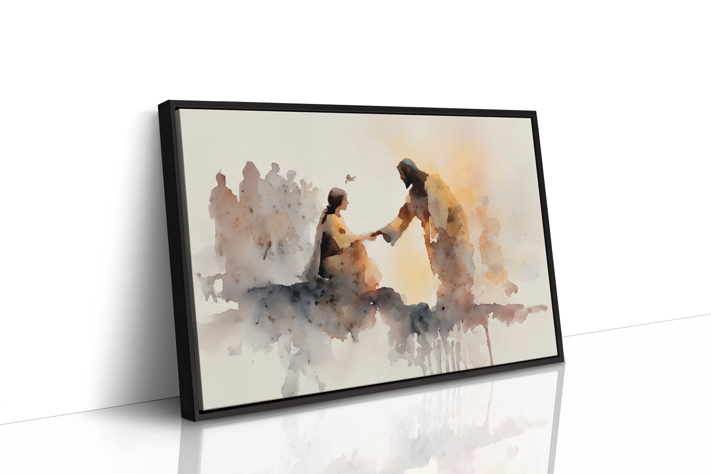 Hands Connect In Amber Light