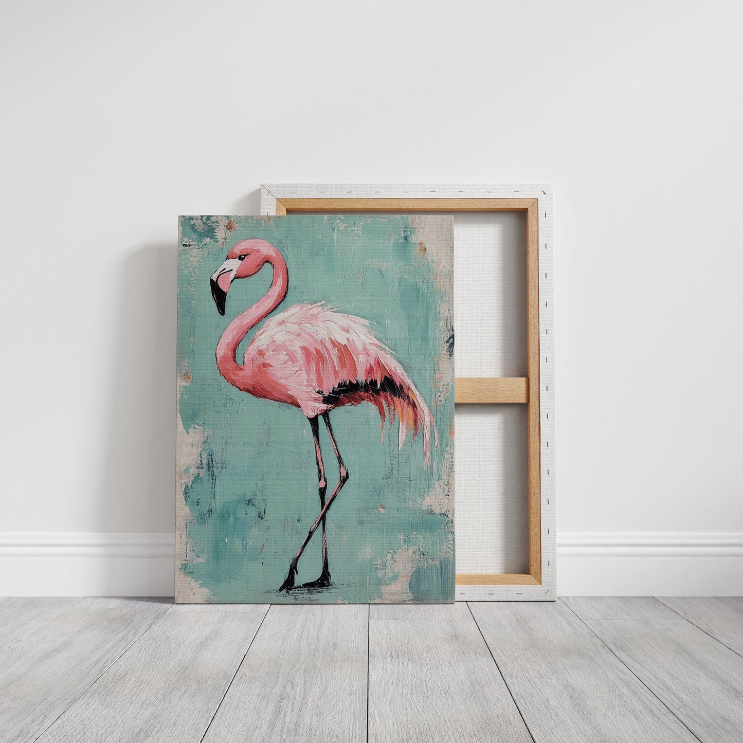 Flamingo Wall Art – Tropical Pink Bird Print, Boho Coastal Decor, Vibrant Animal Painting