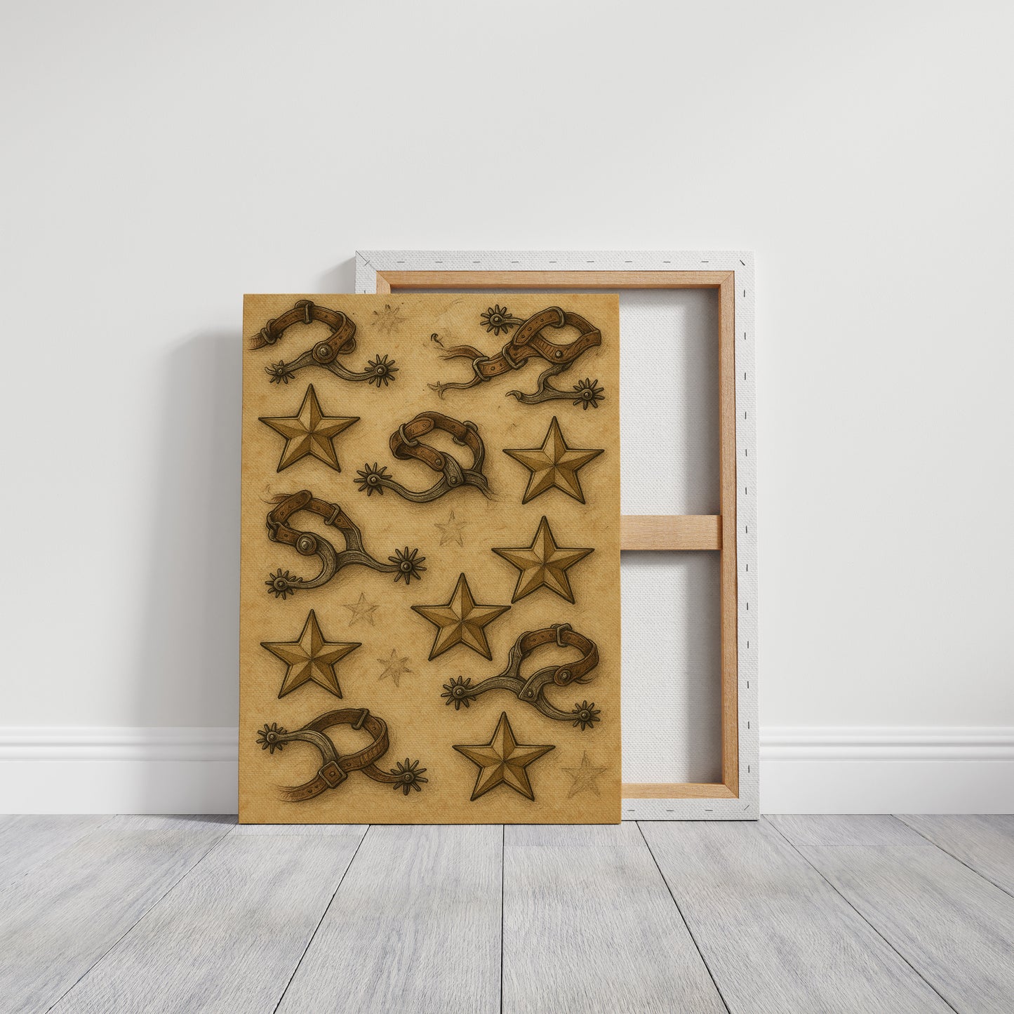 Western Spurs and Stars Vintage Print