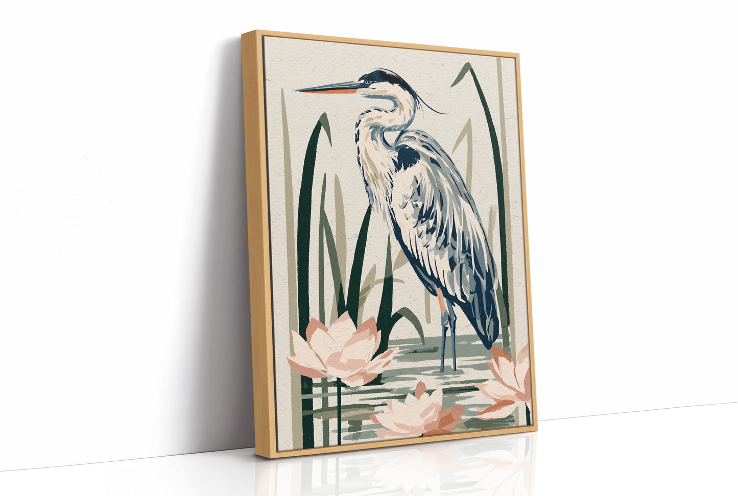 Blue Heron Among Lotus