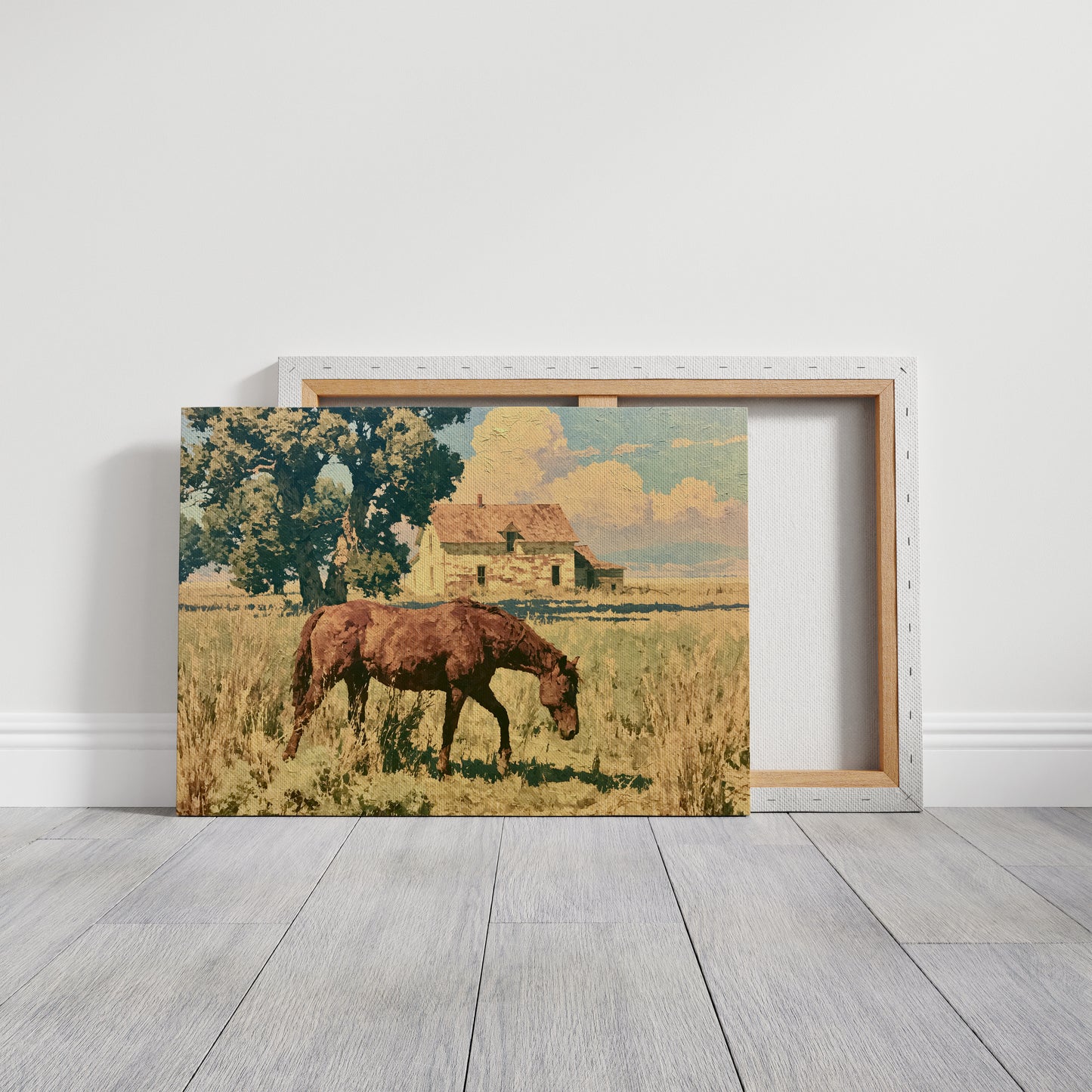 Grazing Horse at the Old Farmhouse