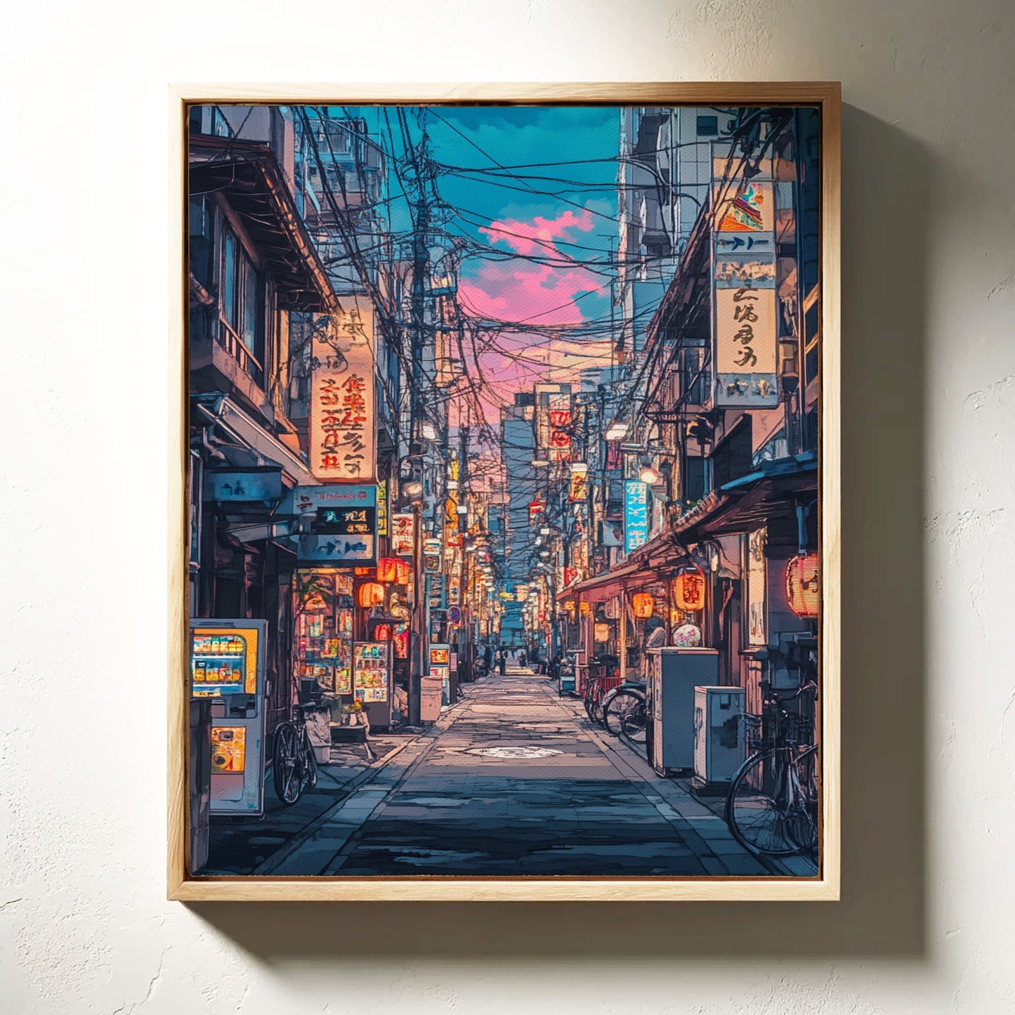 Vibrant Tokyo Street Art Print – Neon Cityscape Aesthetic