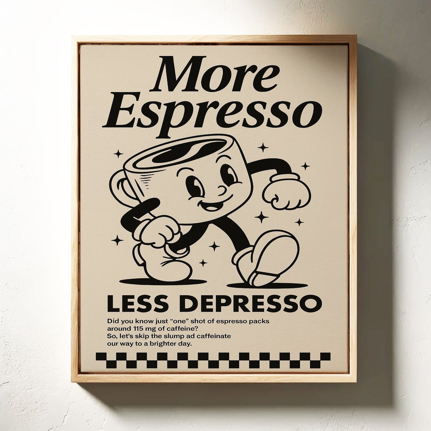 More Espresso, Less Depresso – Vintage Coffee Poster Print