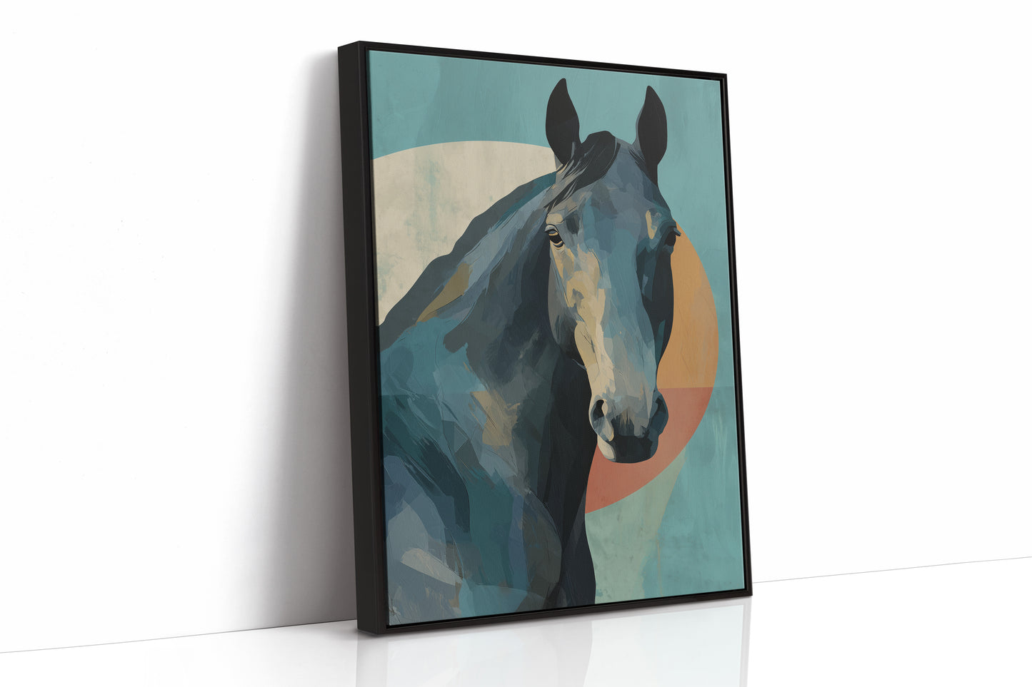 Equine Geometry: Portrait in Teal and Amber
