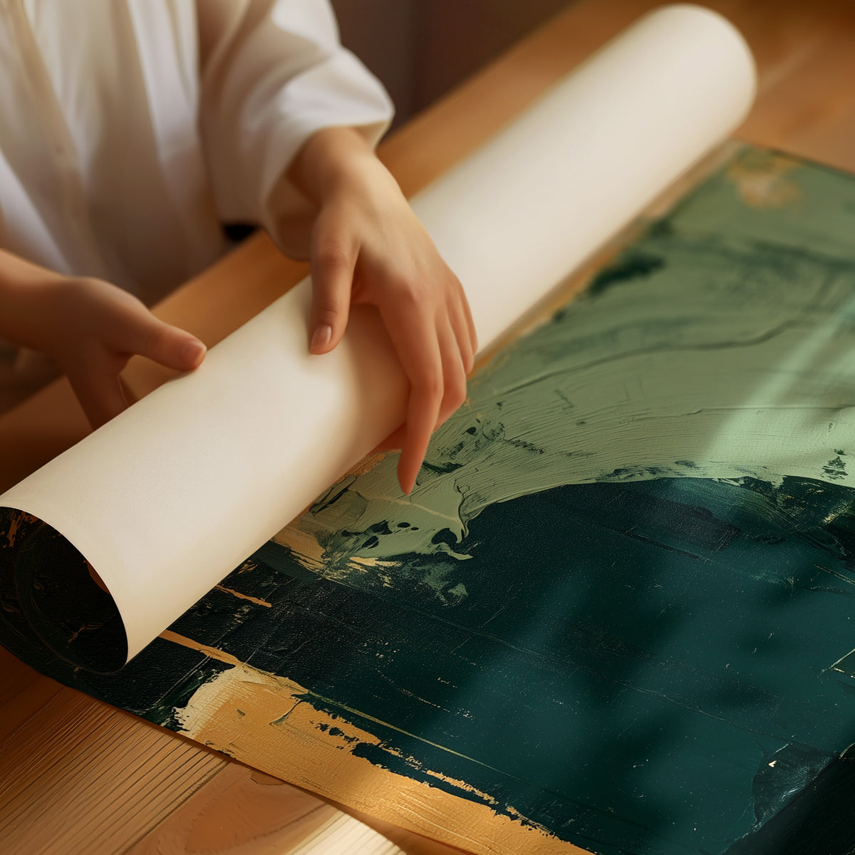 Forest Green Abstract Drip Study