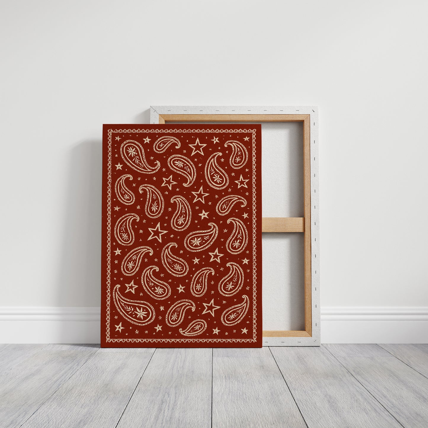 Vintage Red Bandana Star Paisley Print