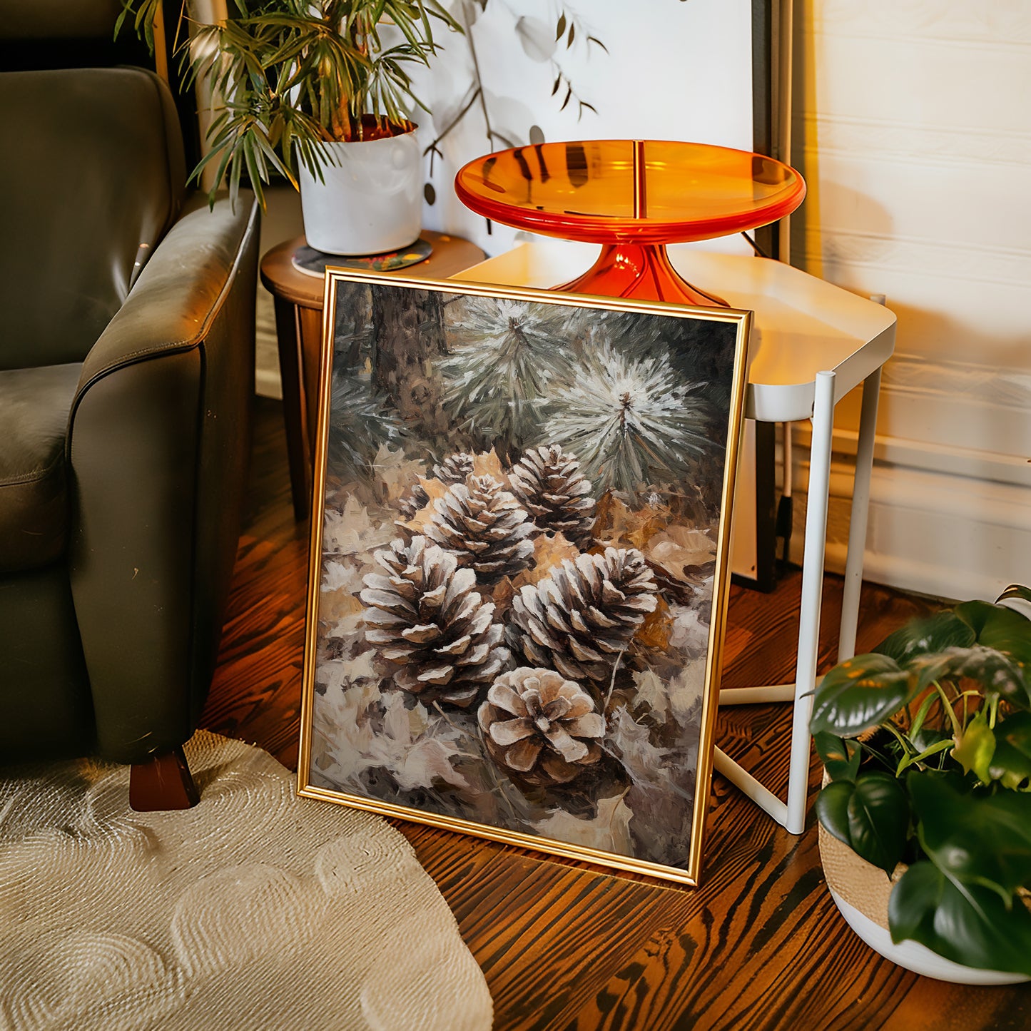 Winter Pinecone Forest Art Print - Rustic Nature Decor - Gallery Canvas image 6