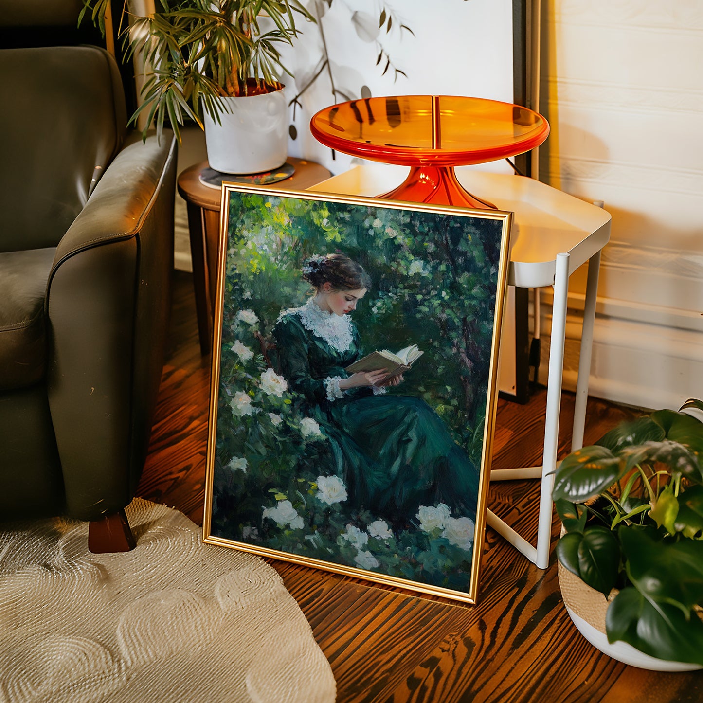 Victorian Lady Reading Portrait - Romantic Garden Art - Gallery Canvas image 12